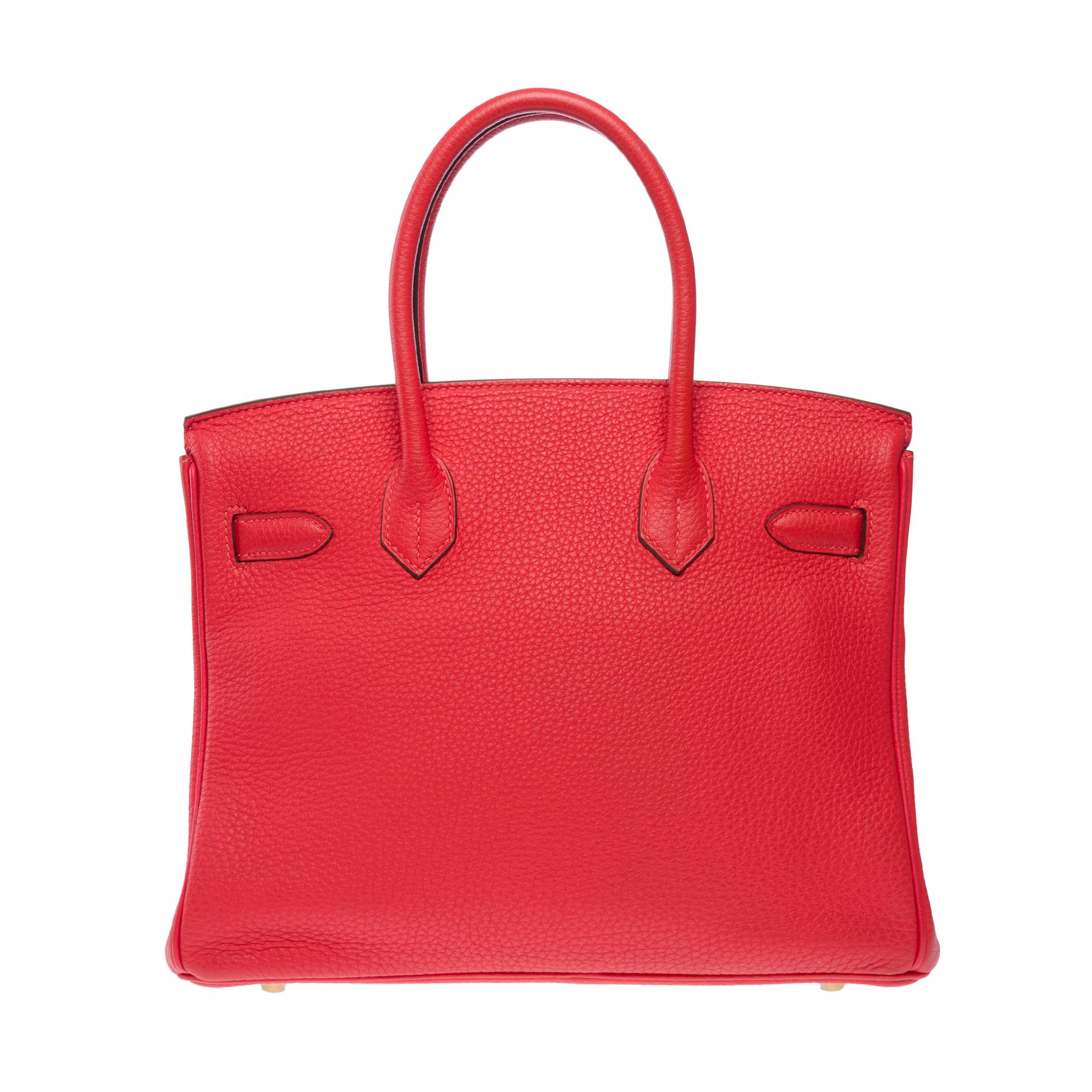 Sac à main Hermès Birkin 30 en cuir de veau Jaïpur rose Togo, GHW Excellent état - En vente à Paris, IDF