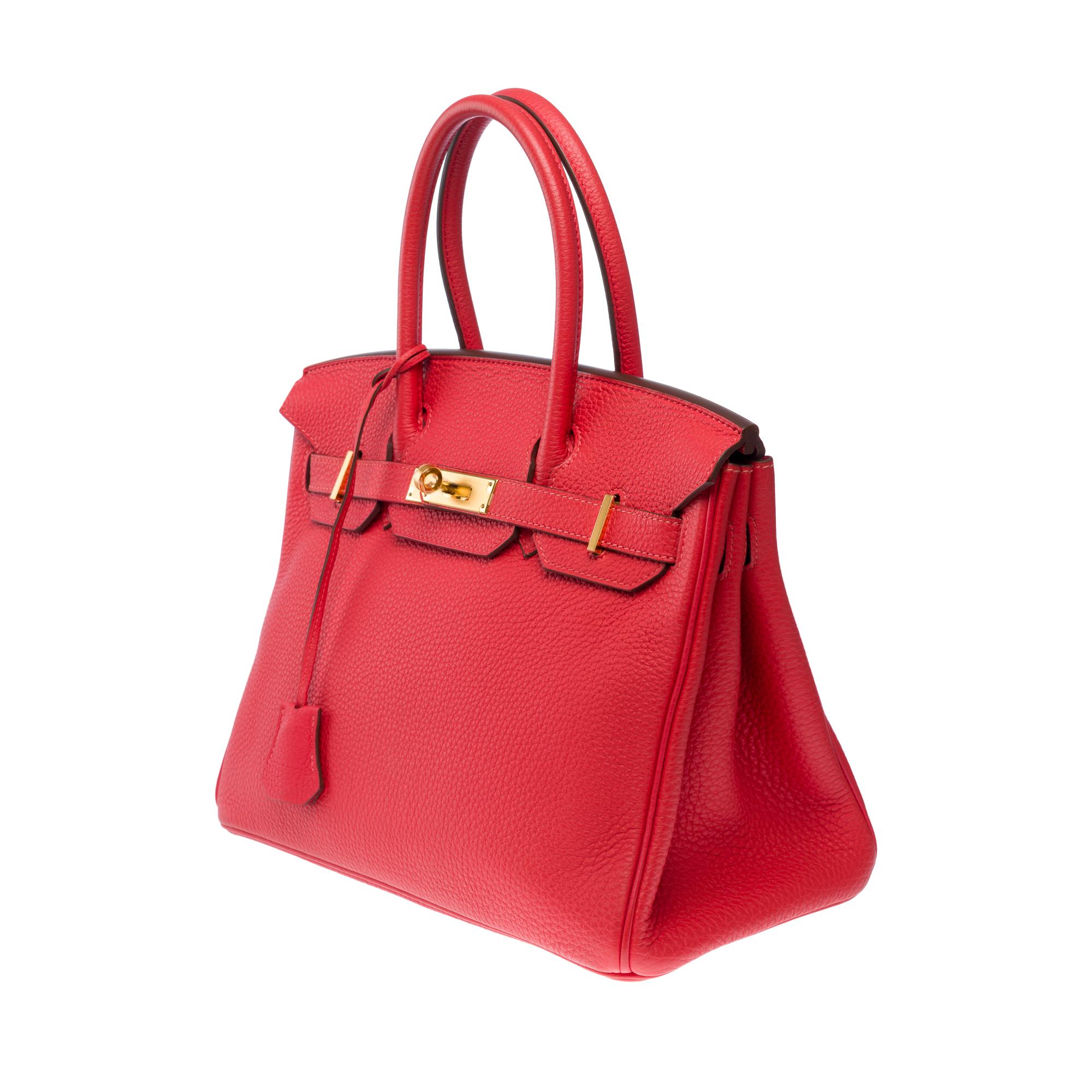 Sac à main Hermès Birkin 30 en cuir de veau Jaïpur rose Togo, GHW Pour femmes en vente