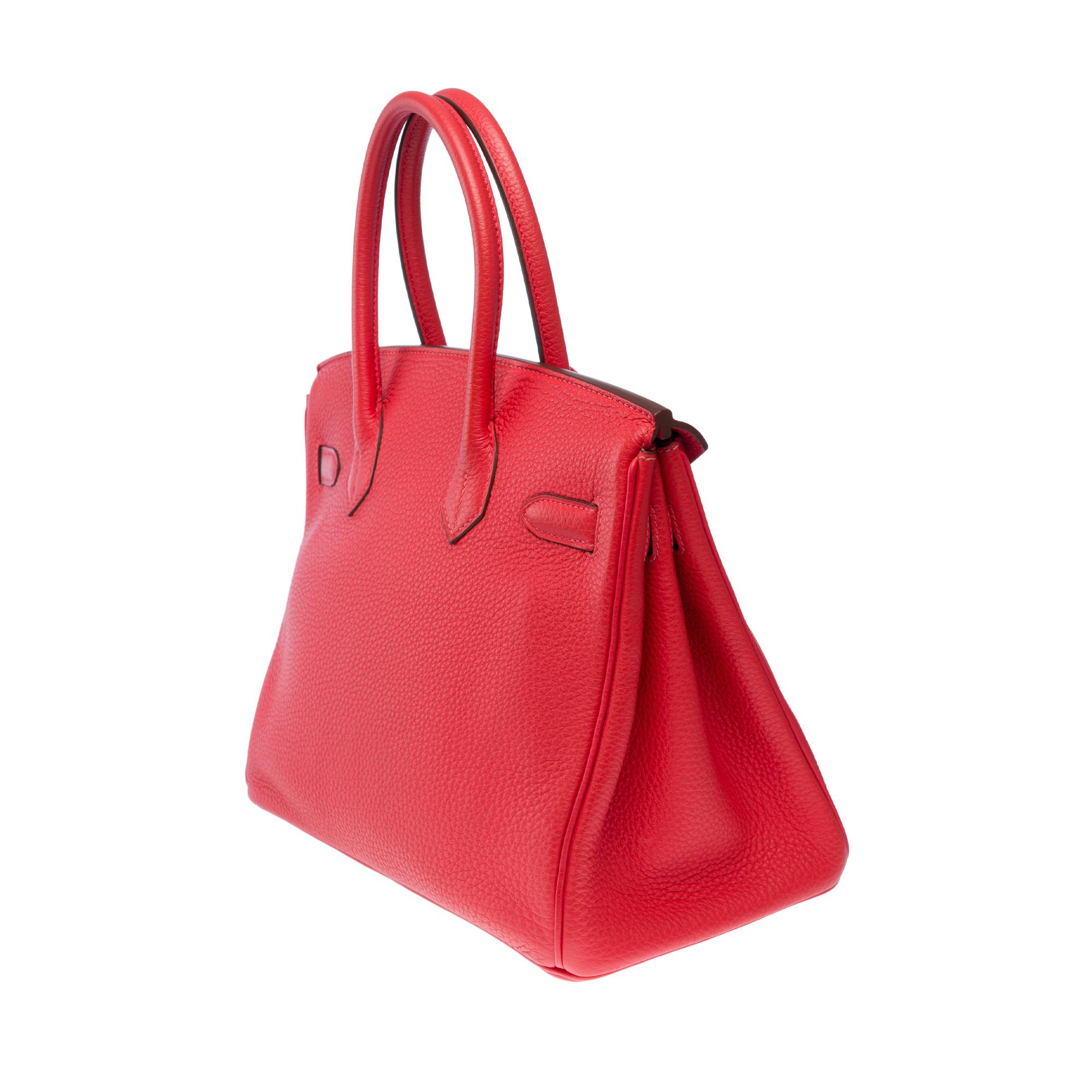 Sac à main Hermès Birkin 30 en cuir de veau Jaïpur rose Togo, GHW en vente 1