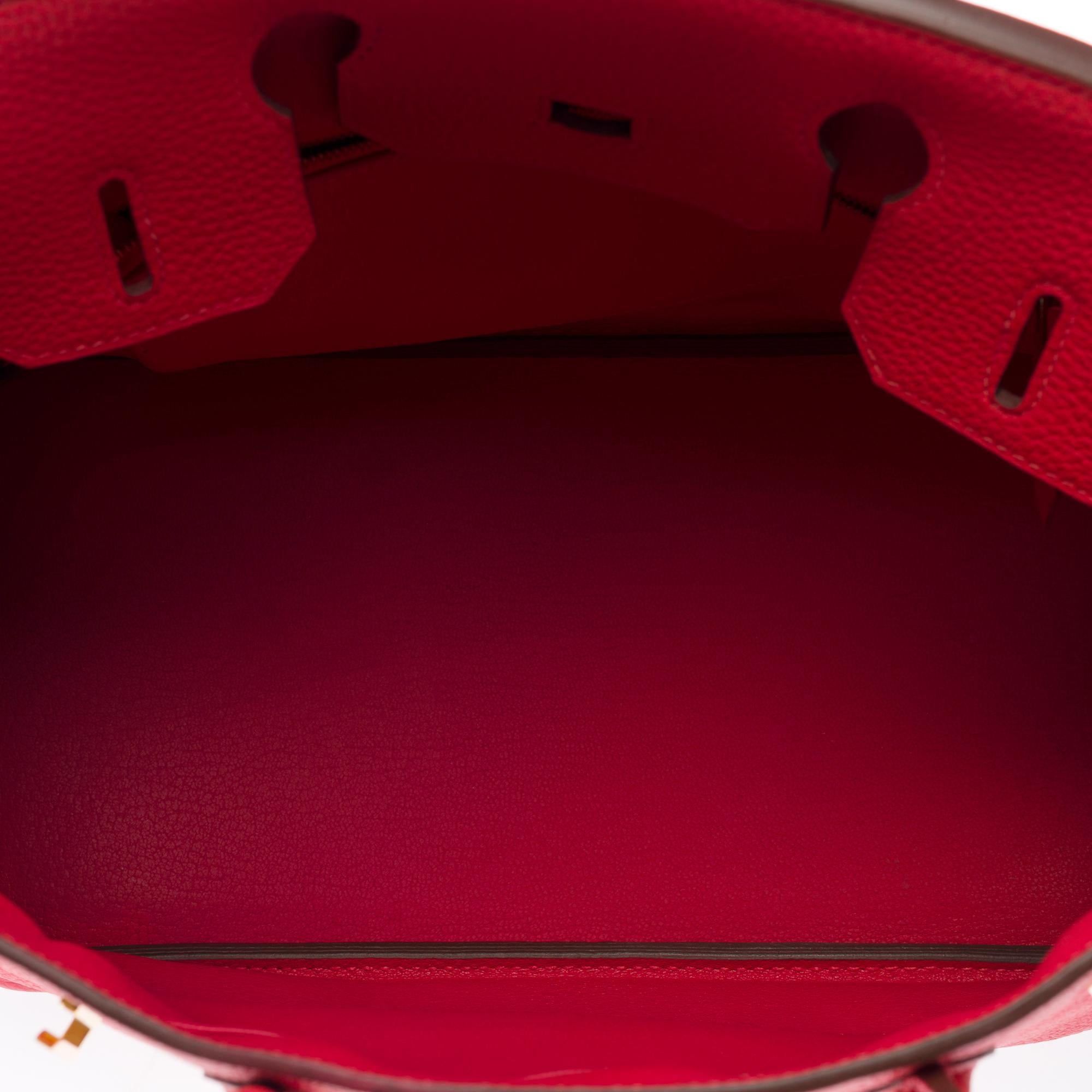 Sac à main Hermès Birkin 30 en cuir de veau Jaïpur rose Togo, GHW en vente 4