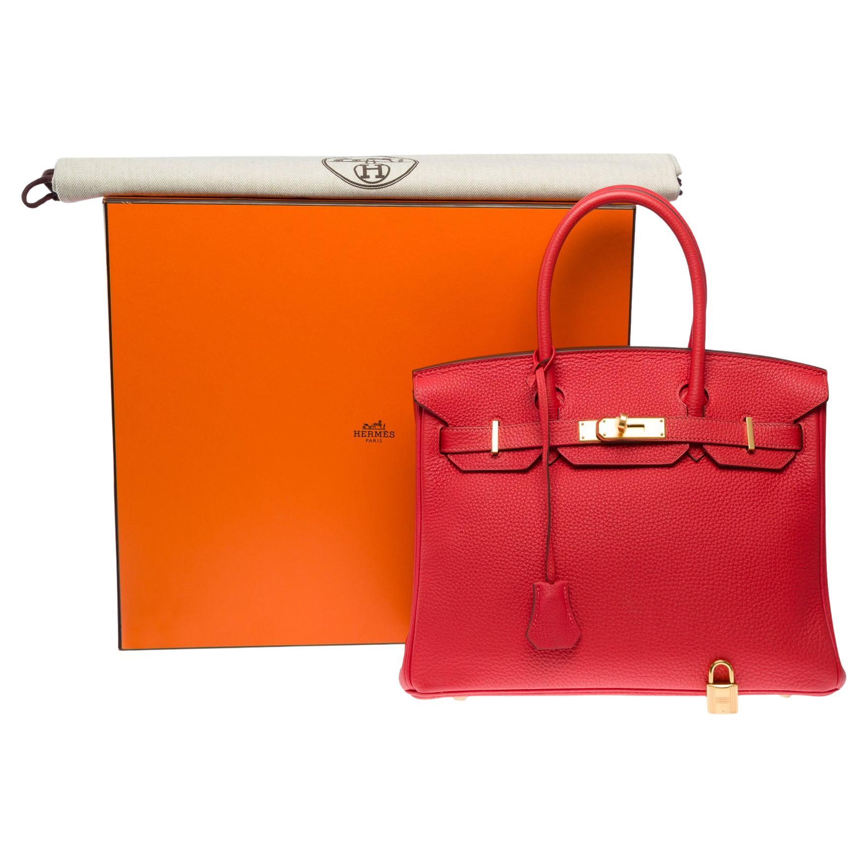 Sac à main Hermès Birkin 30 en cuir de veau Jaïpur rose Togo, GHW en vente