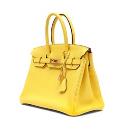 Hermès Birkin 30 Handbag in Jaune de Naples Novillo Leather w GH