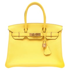 Hermès Birkin 30 Handbag in Jaune de Naples Novillo Leather w GH