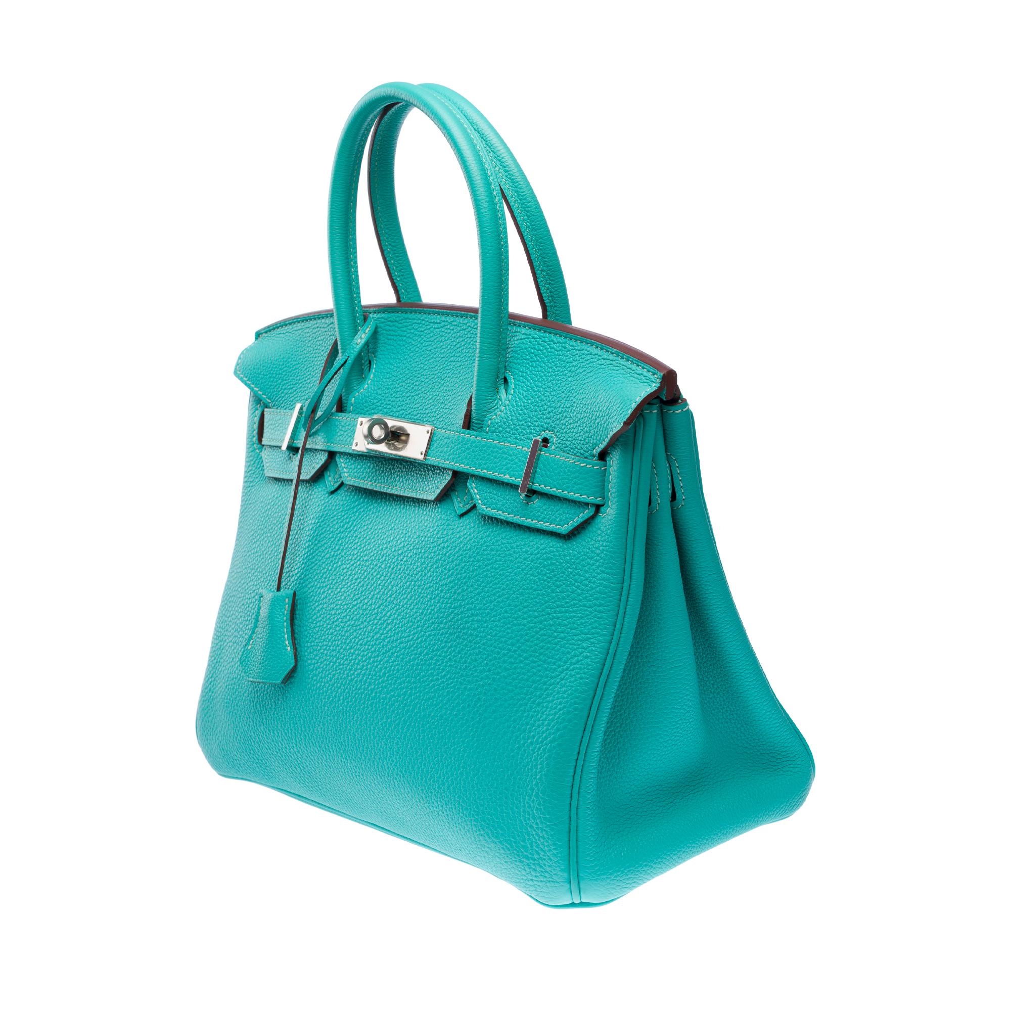 Women's or Men's Hermes Birkin 30 handbag in Lagoon Blue Togo Calfskin leather, PHW For Sale