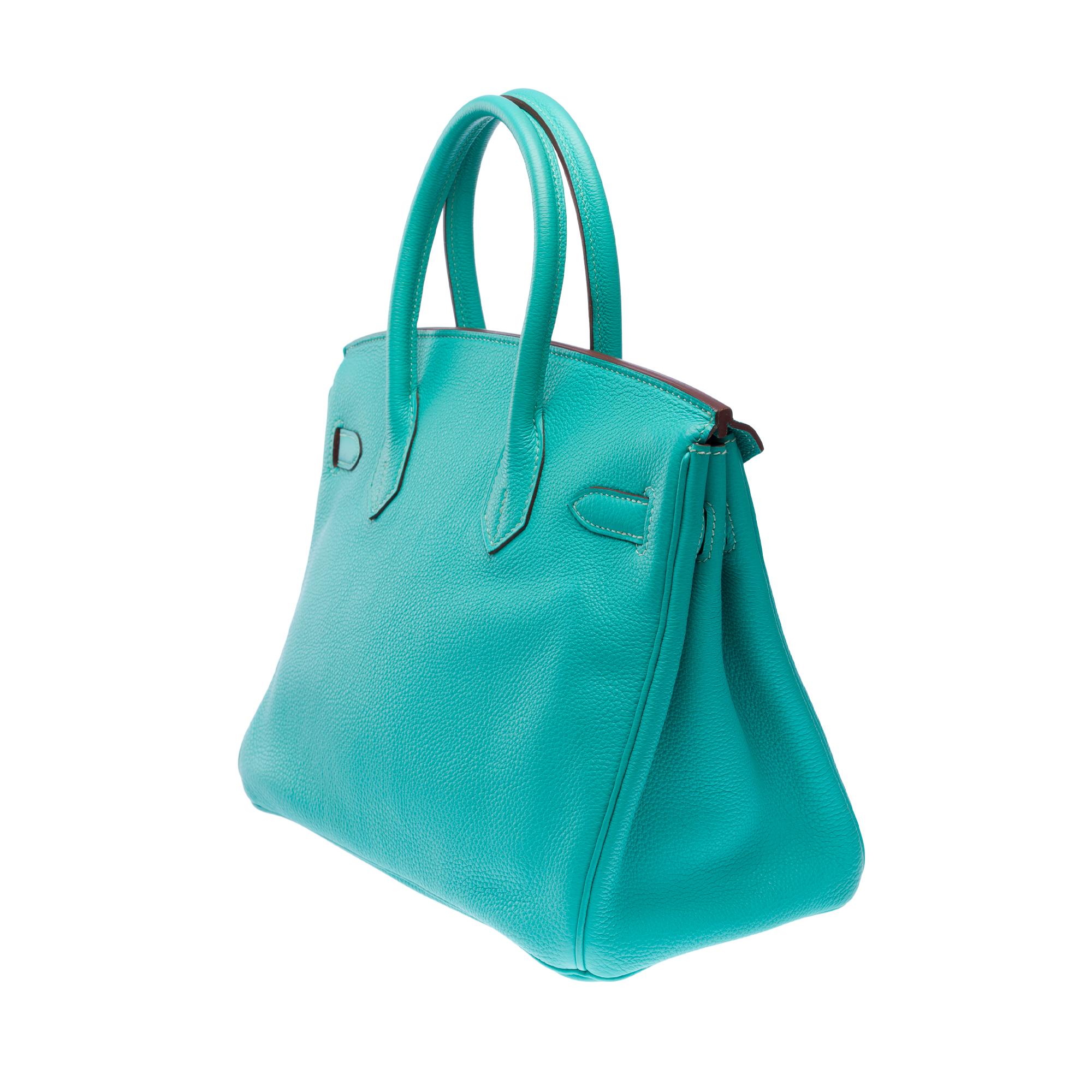 Hermes Birkin 30 handbag in Lagoon Blue Togo Calfskin leather, PHW For Sale 1