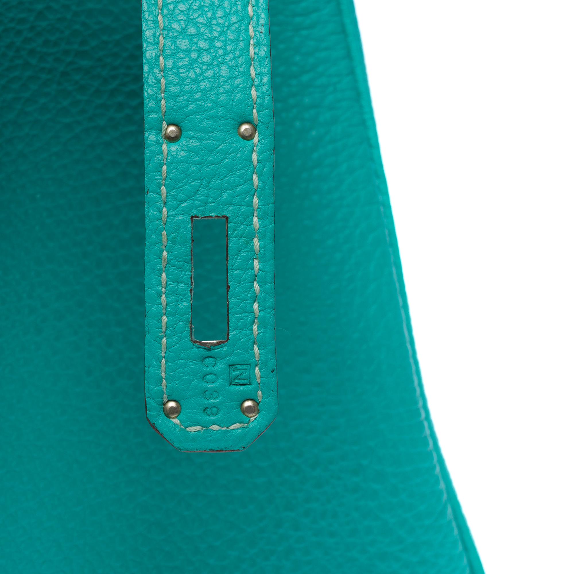 Hermes Birkin 30 handbag in Lagoon Blue Togo Calfskin leather, PHW For Sale 3