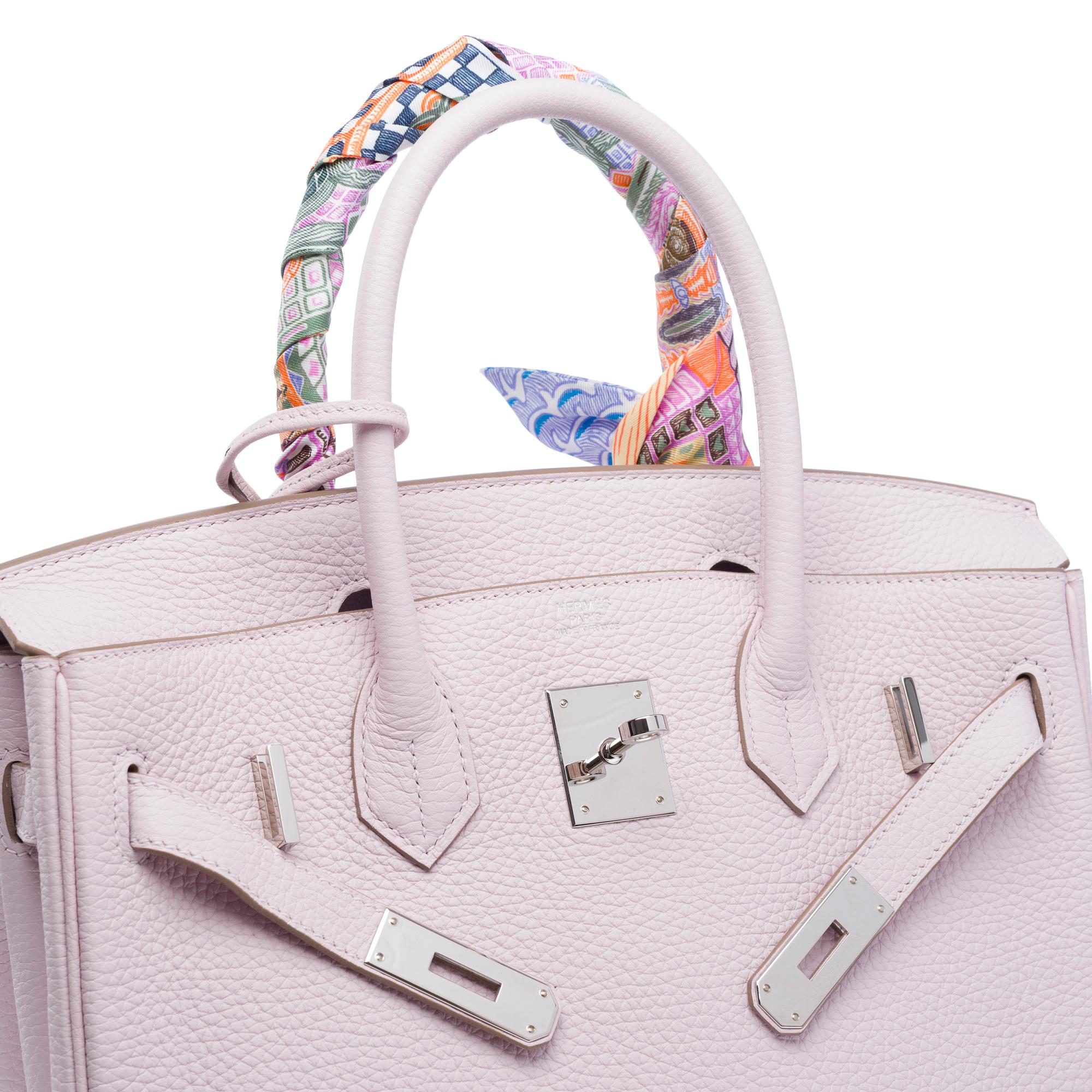 Hermes Birkin 30 handbag in Mauve Pale Taurillon Clémence leather, PHW 2