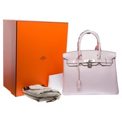 Hermes Birkin 30 handbag in Mauve Pale Taurillon Clémence leather, PHW