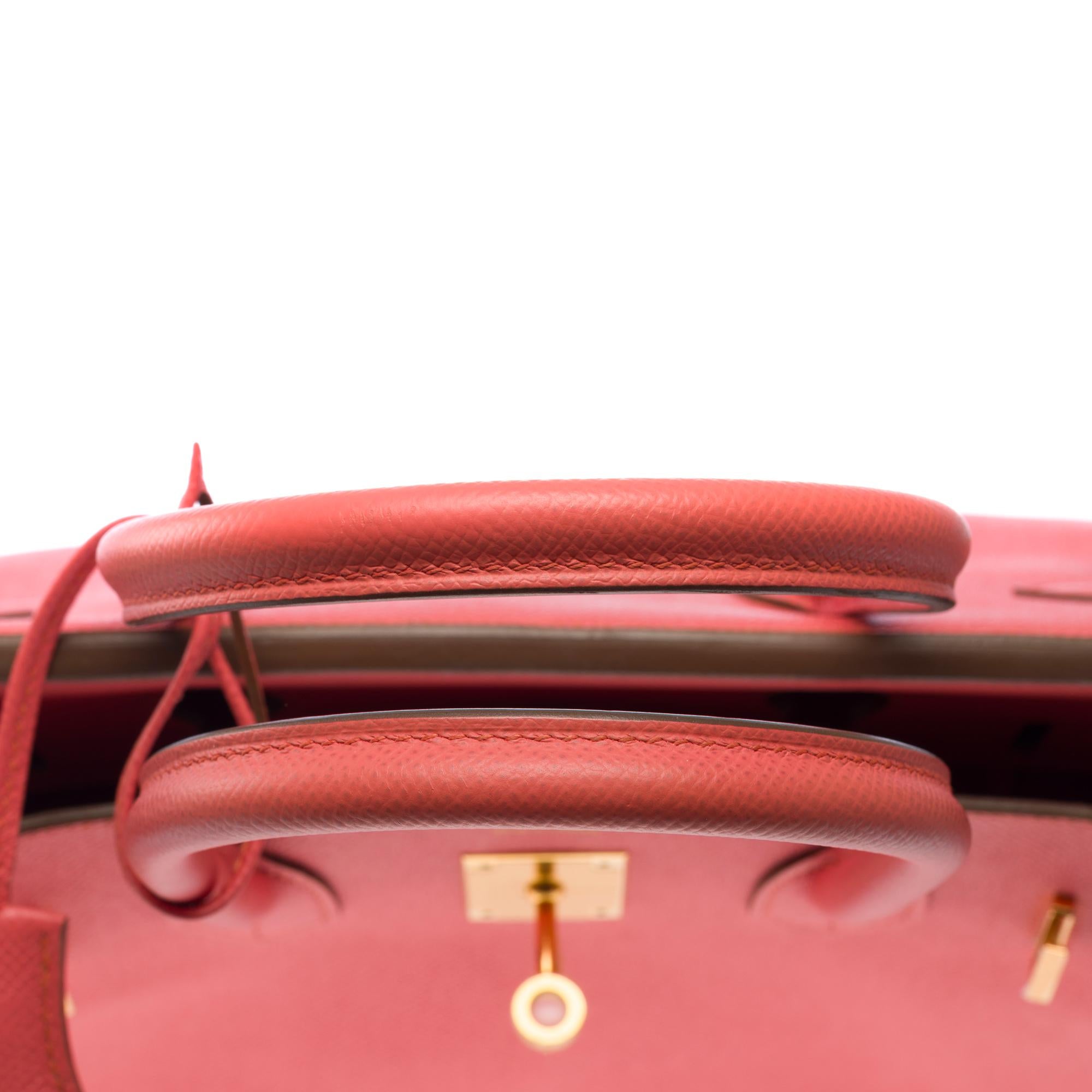 Hermes Birkin 30 handbag in Rose Crevette Epsom Calf leather, GHW For Sale 5