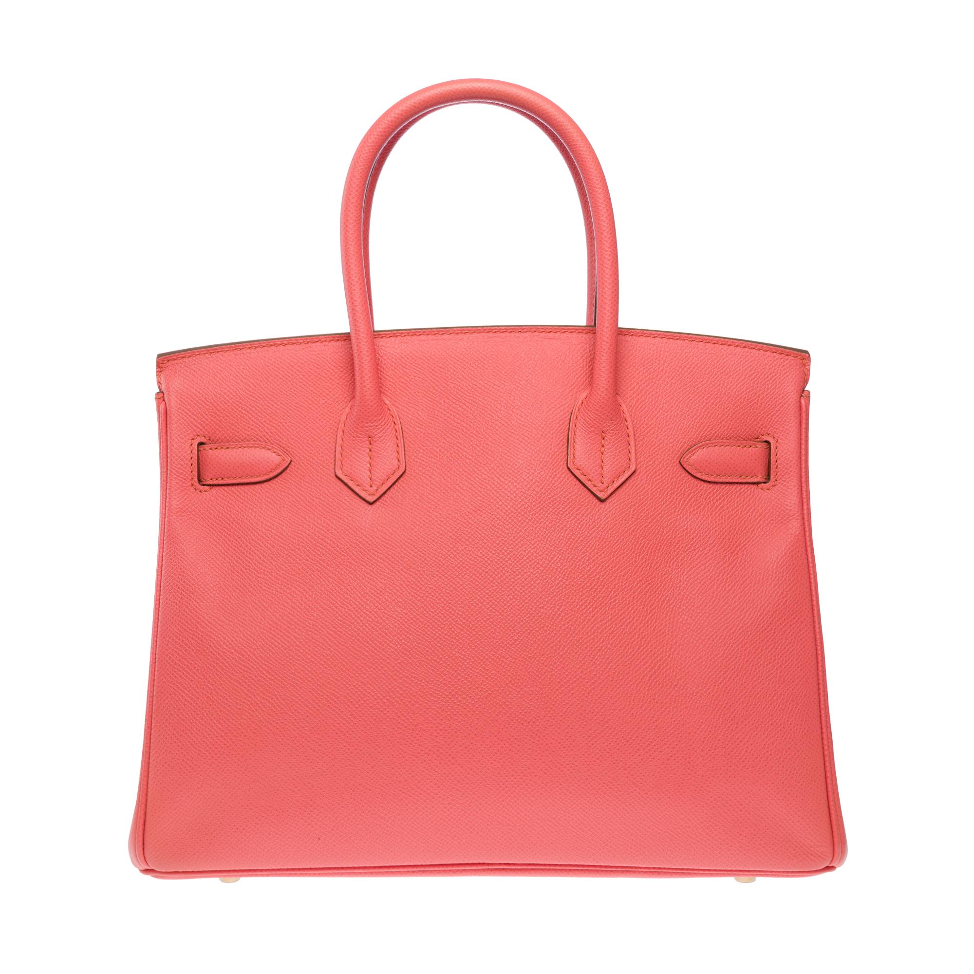 Hermes Birkin 30 handbag in Rose Crevette Epsom Calf leather, GHW In Excellent Condition For Sale In Paris, IDF