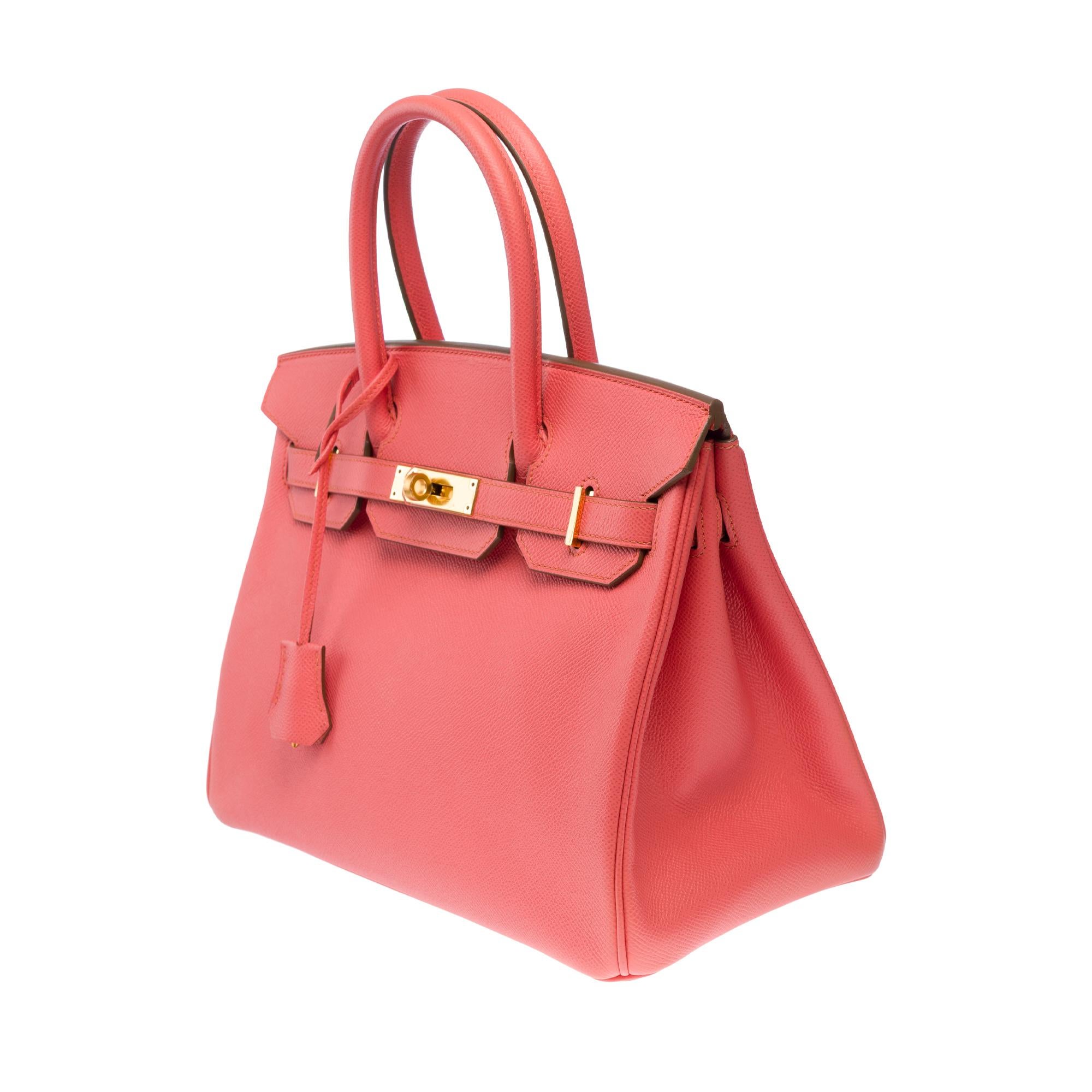Women's Hermes Birkin 30 handbag in Rose Crevette Epsom Calf leather, GHW For Sale