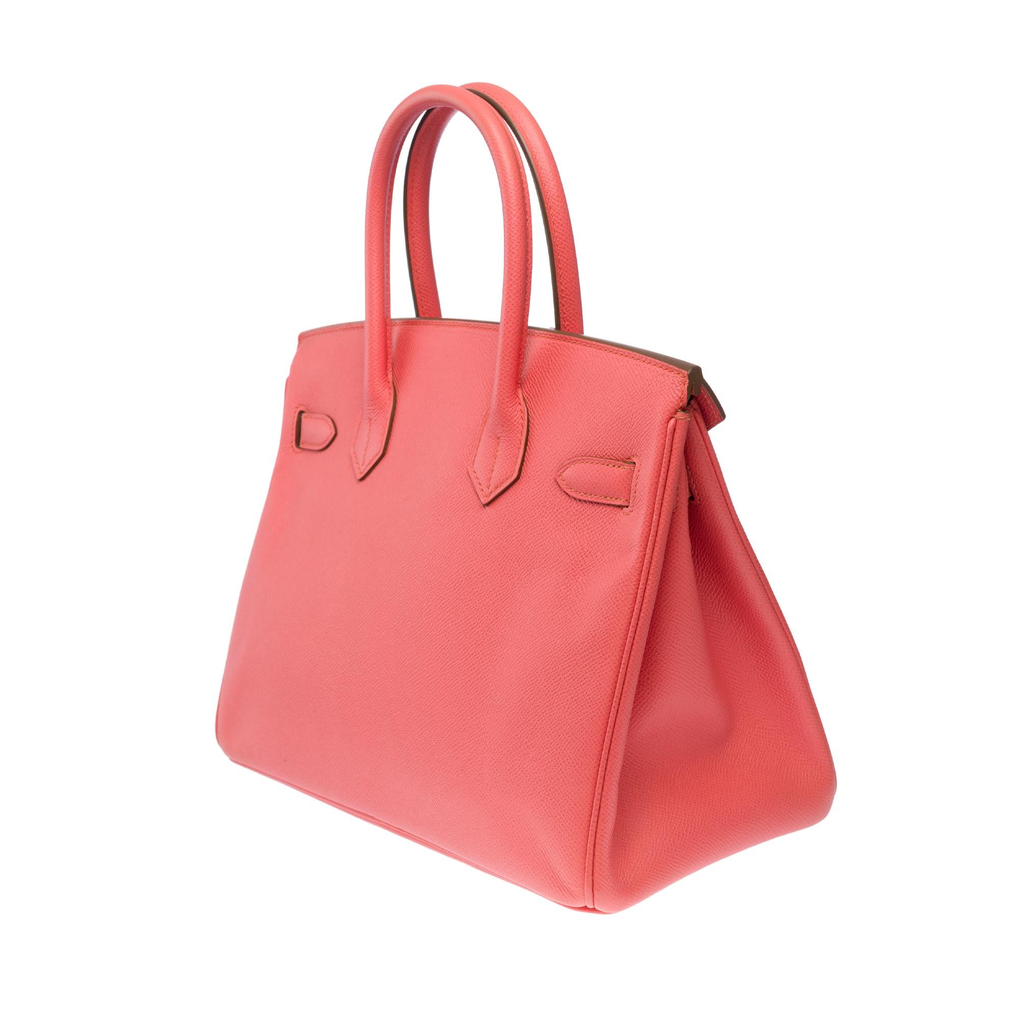 Hermes Birkin 30 handbag in Rose Crevette Epsom Calf leather, GHW For Sale 1