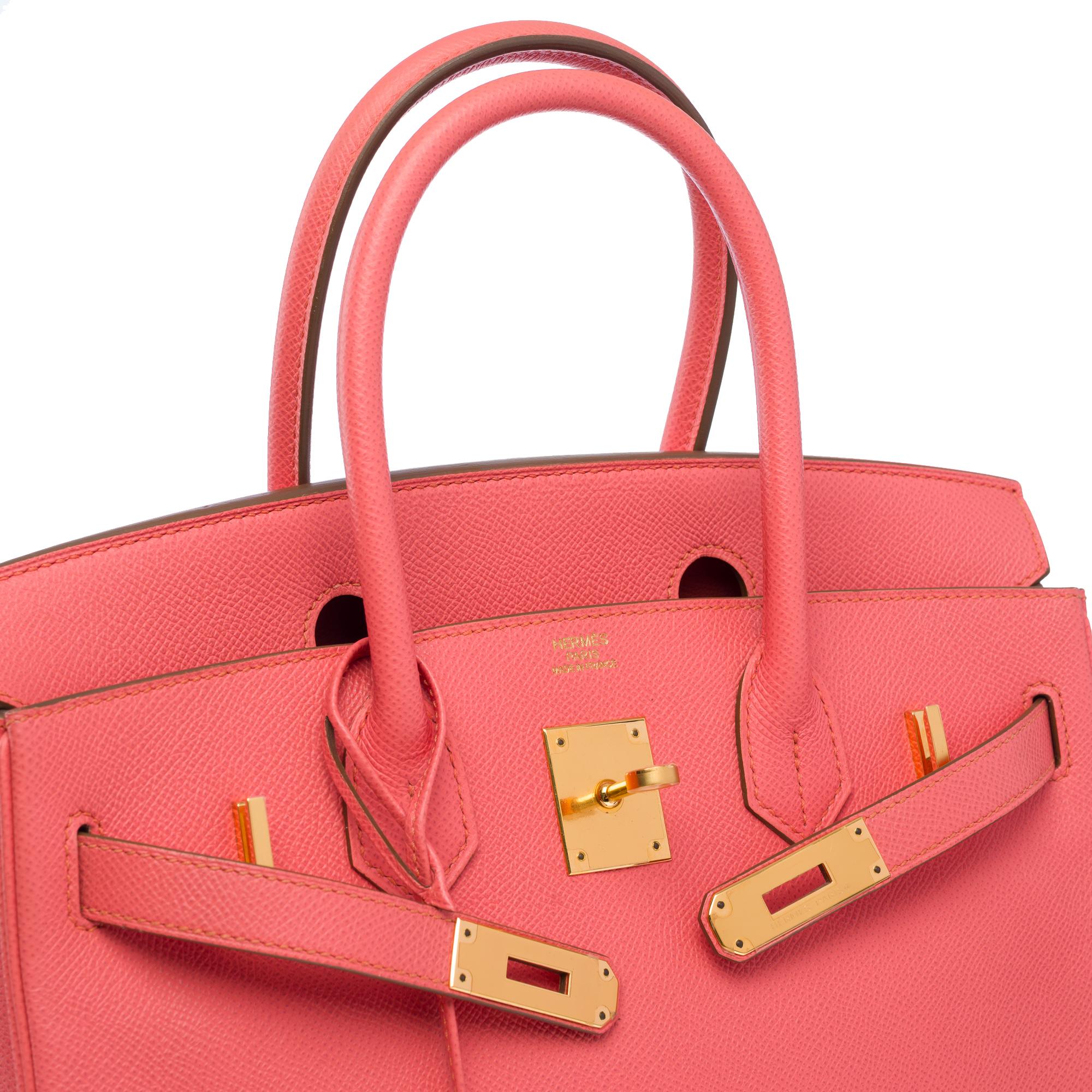 Hermes Birkin 30 handbag in Rose Crevette Epsom Calf leather, GHW For Sale 2