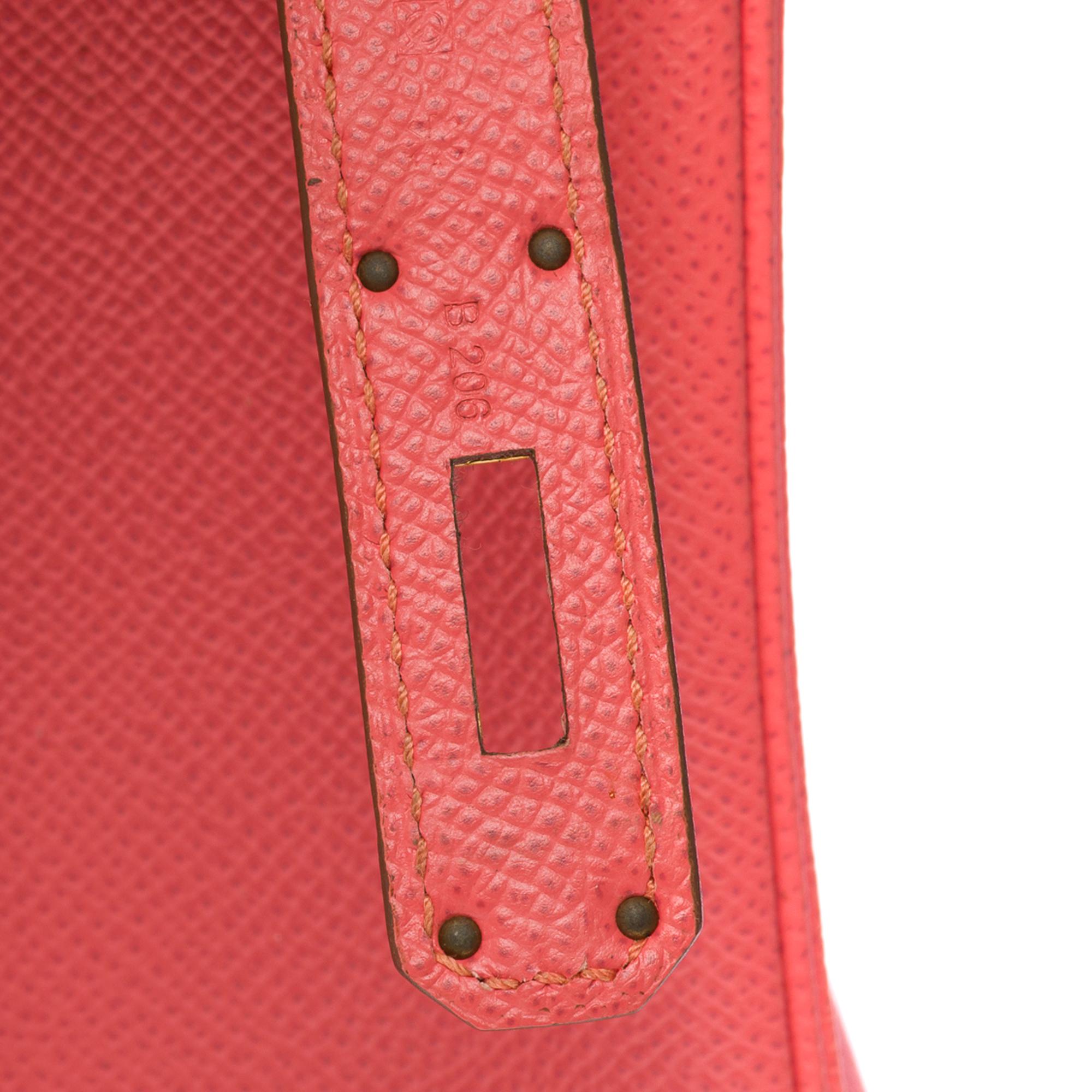 Hermes Birkin 30 handbag in Rose Crevette Epsom Calf leather, GHW For Sale 3