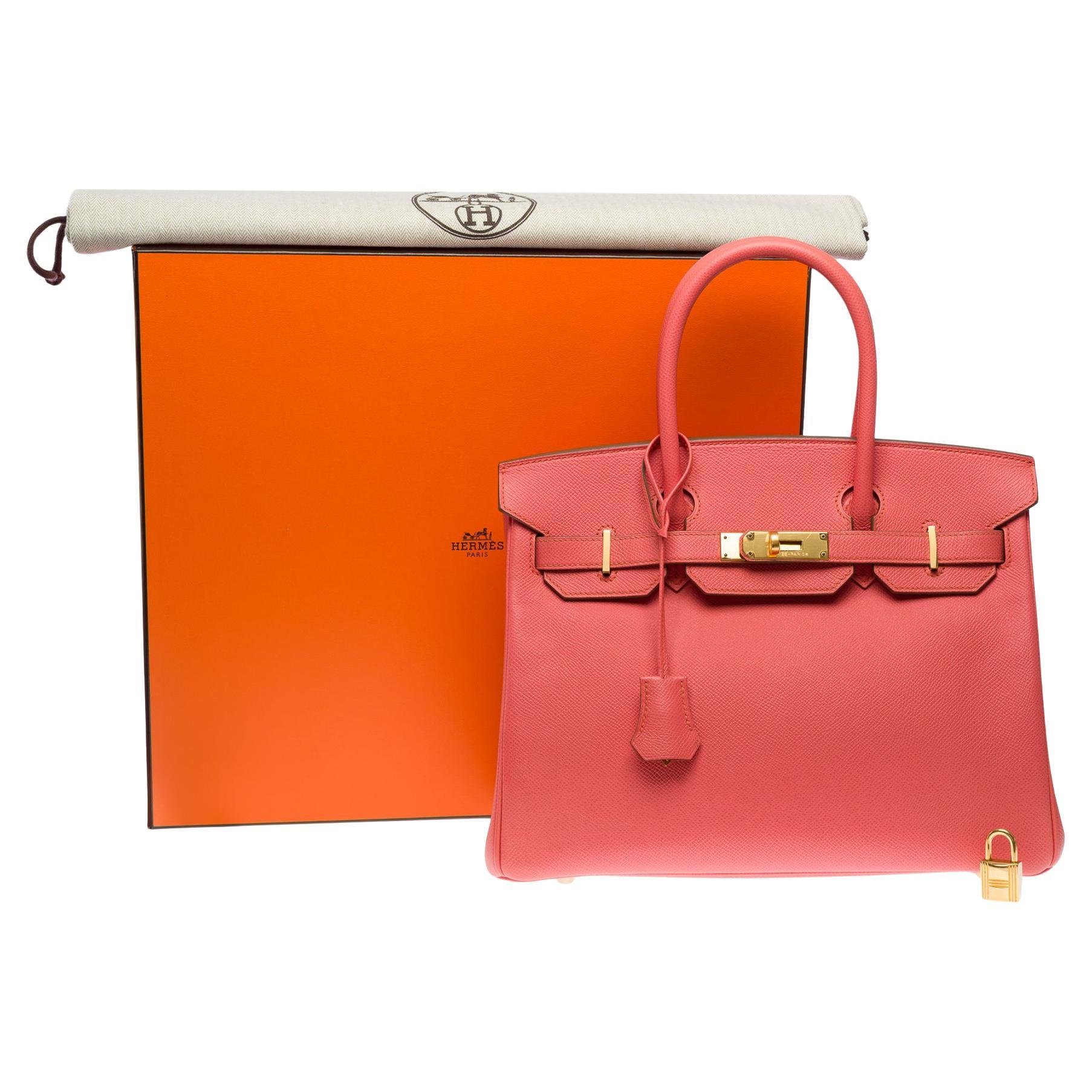 Hermes Birkin 30 handbag in Rose Crevette Epsom Calf leather, GHW For Sale