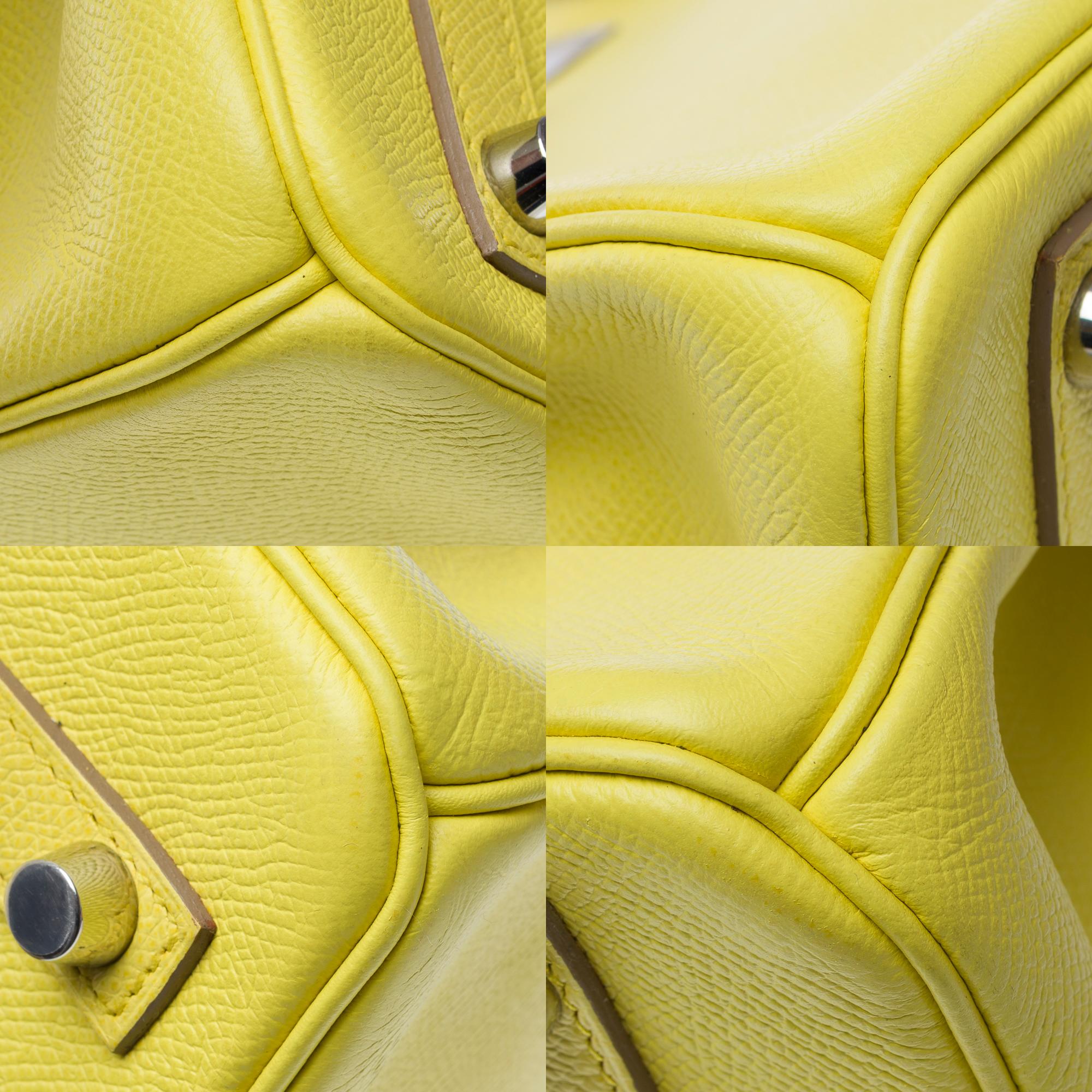 Hermes Birkin 30 handbag in Souffre Yellow Epsom Calf leather, PHW For Sale 7