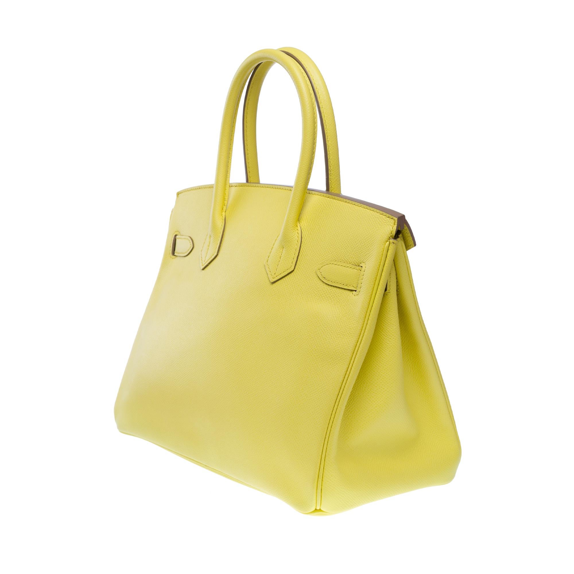 Sac à main Hermès Birkin 30 en cuir de veau Souffre Yellow Epsom, PHW en vente 1
