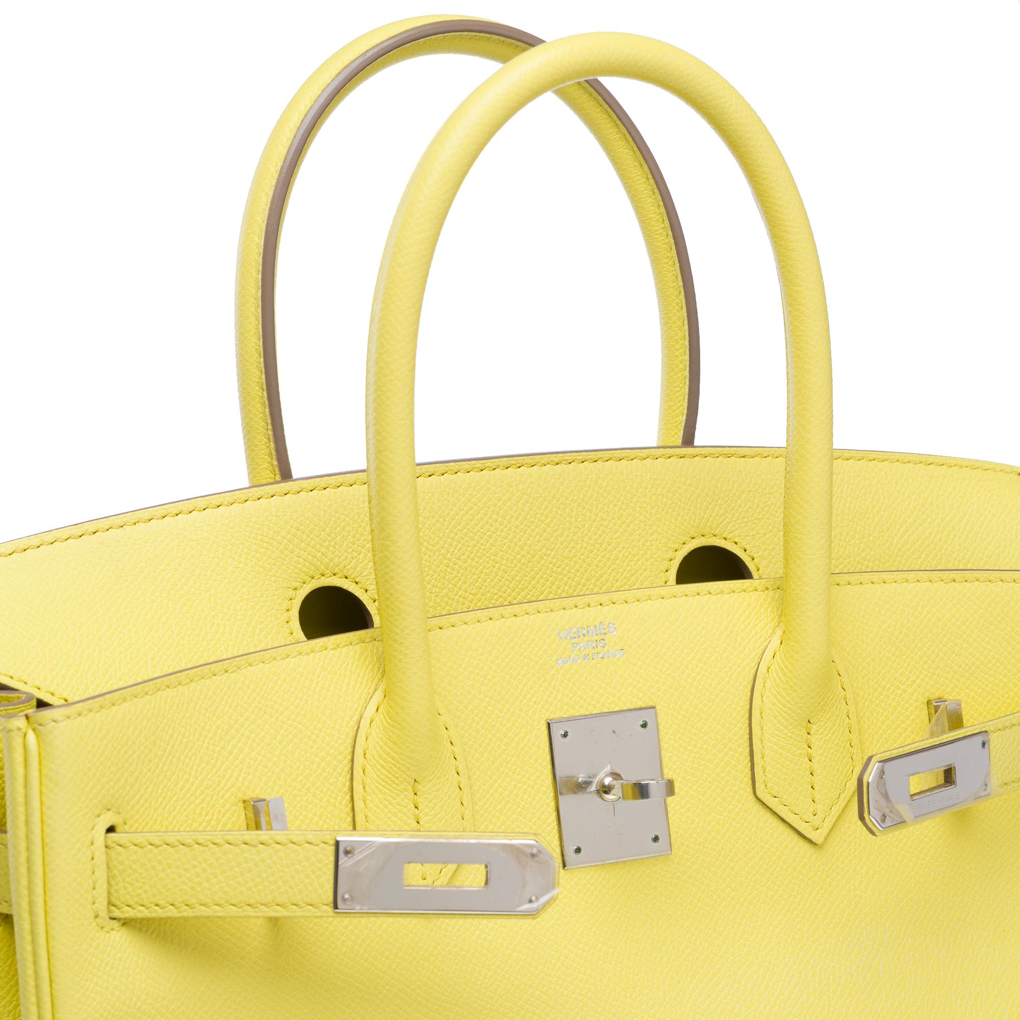 Hermes Birkin 30 handbag in Souffre Yellow Epsom Calf leather, PHW For Sale 2