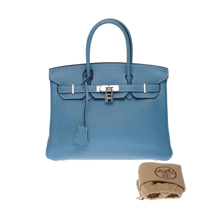 Hermès Birkin 30 handbag in Togo blue jean leather, PHW at 1stDibs
