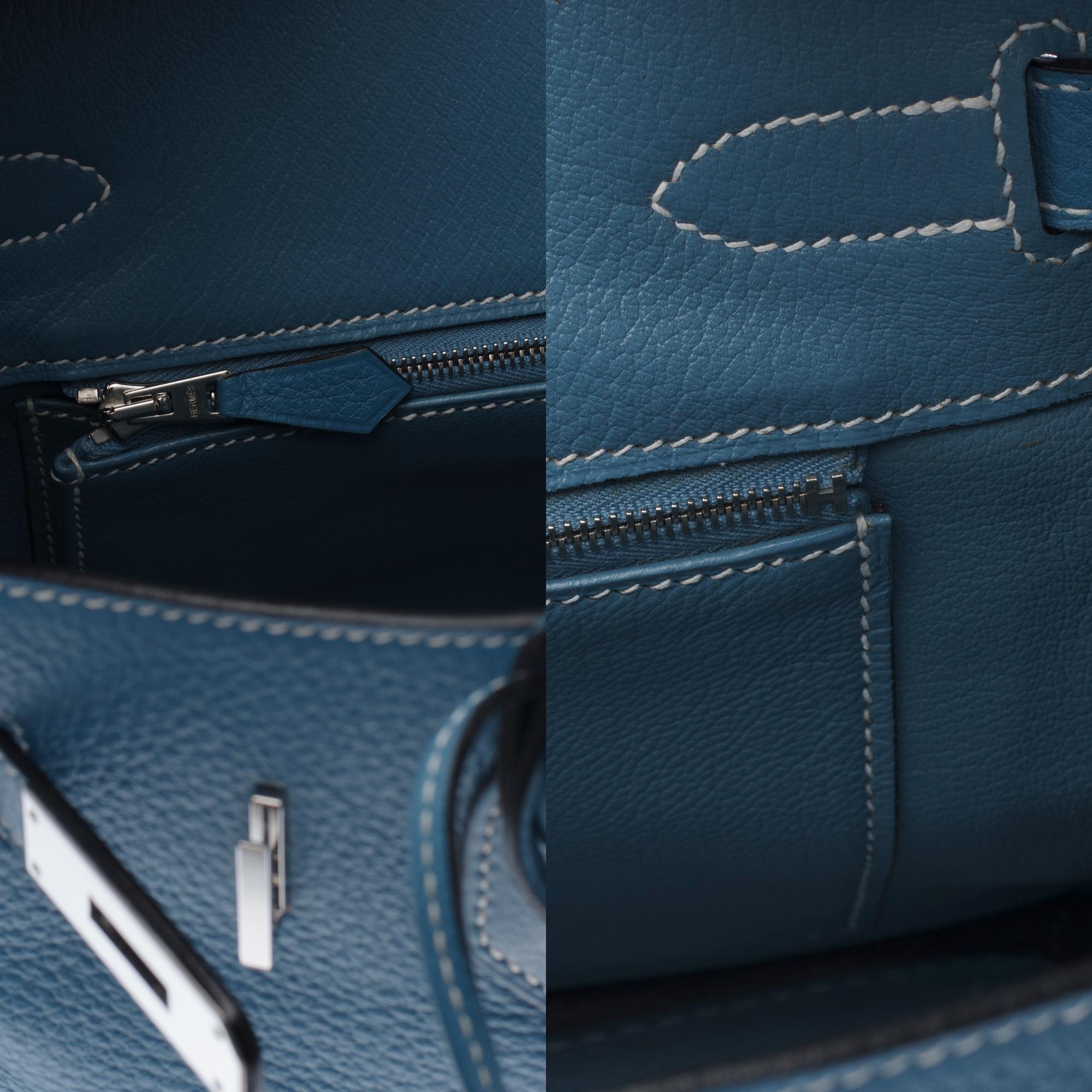 Hermès Birkin 30 handbag in Togo blue jean leather, PHW 2