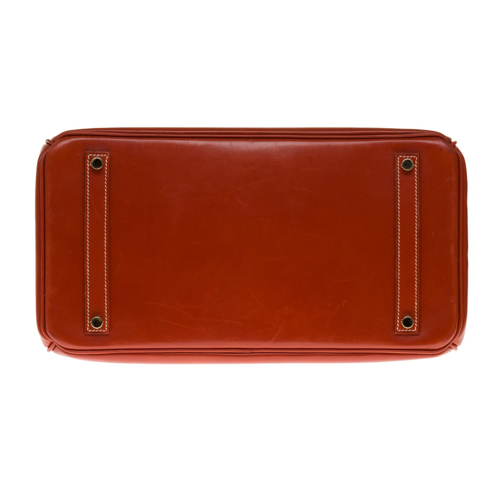 RARE Hermès Birkin 30 handbag in brick box calf leather and gold hardware 2