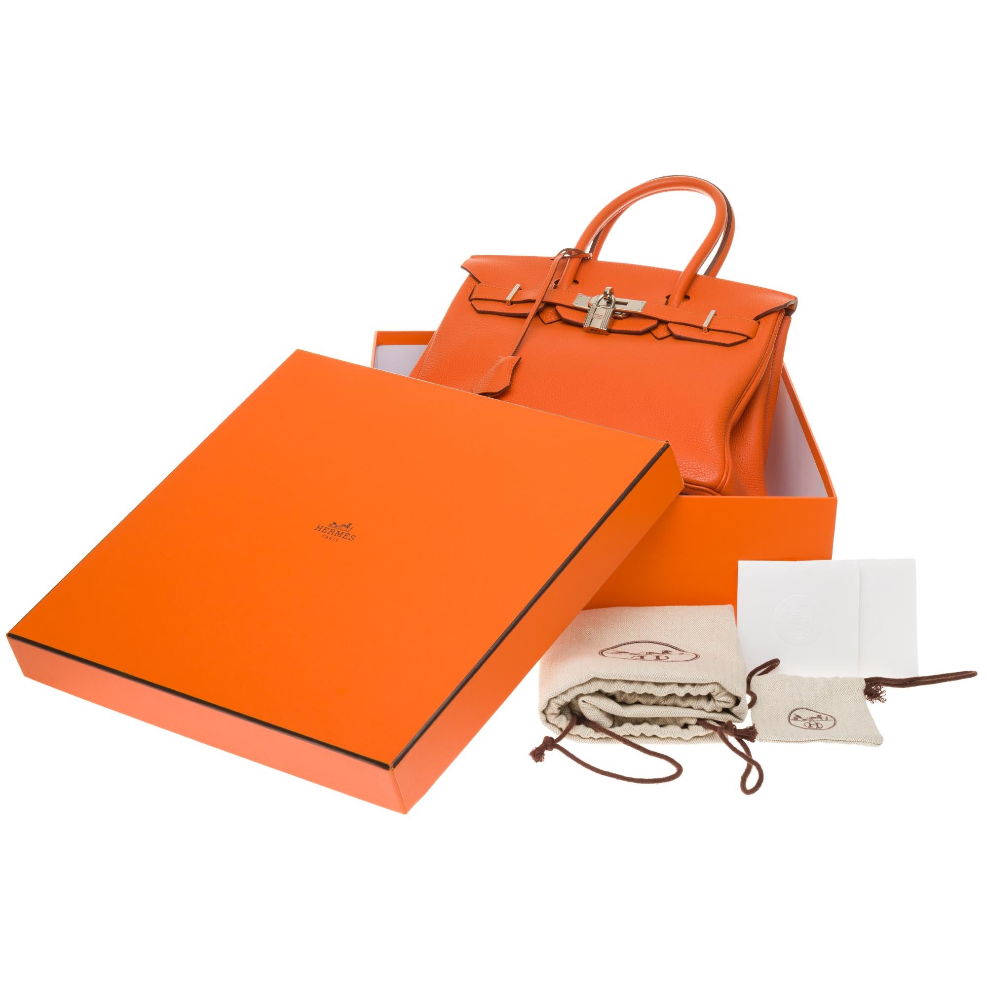 Hermès Birkin 30 handbag in Togo orange leather, PHW, new condition  6