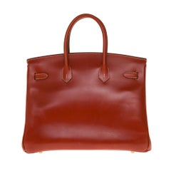 RARE Hermès Birkin 30 handbag in brick box calf leather and gold hardware