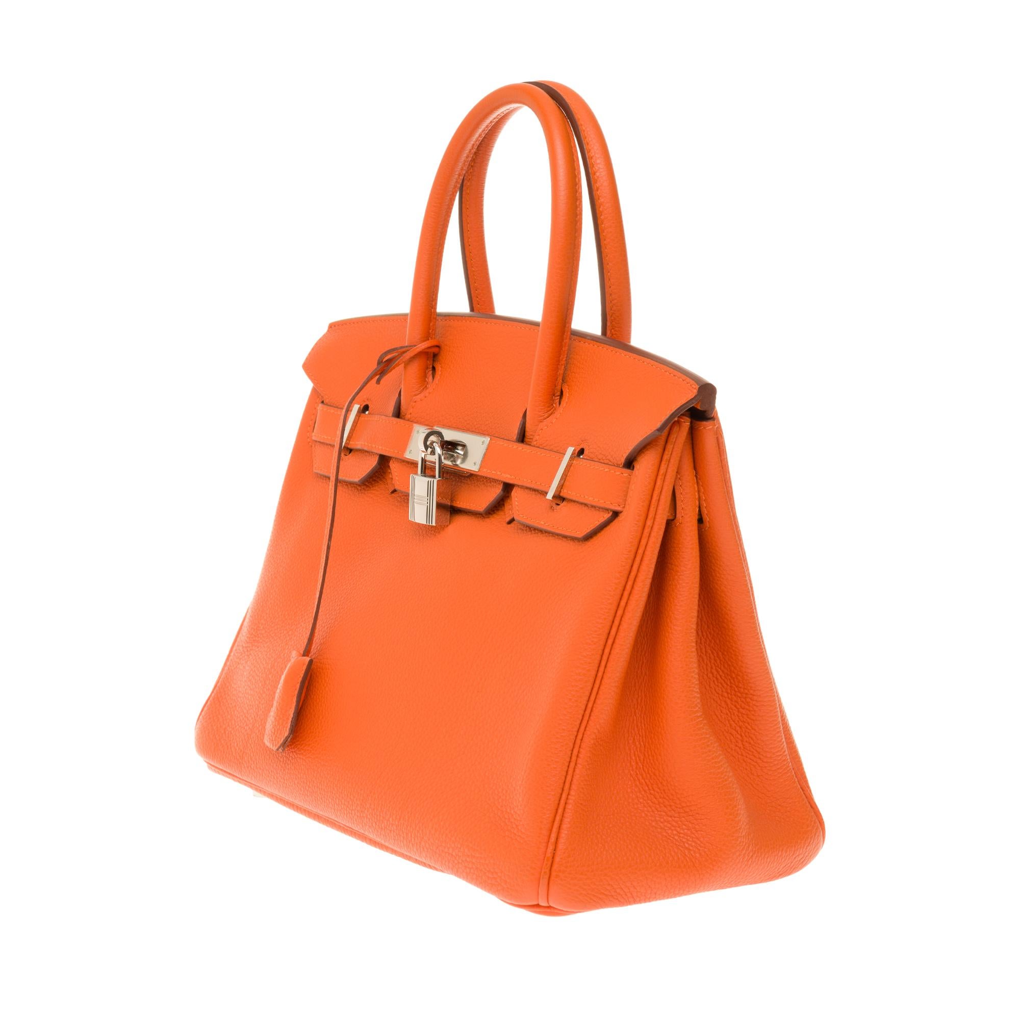 Red Hermès Birkin 30 handbag in Togo orange leather, PHW, new condition 