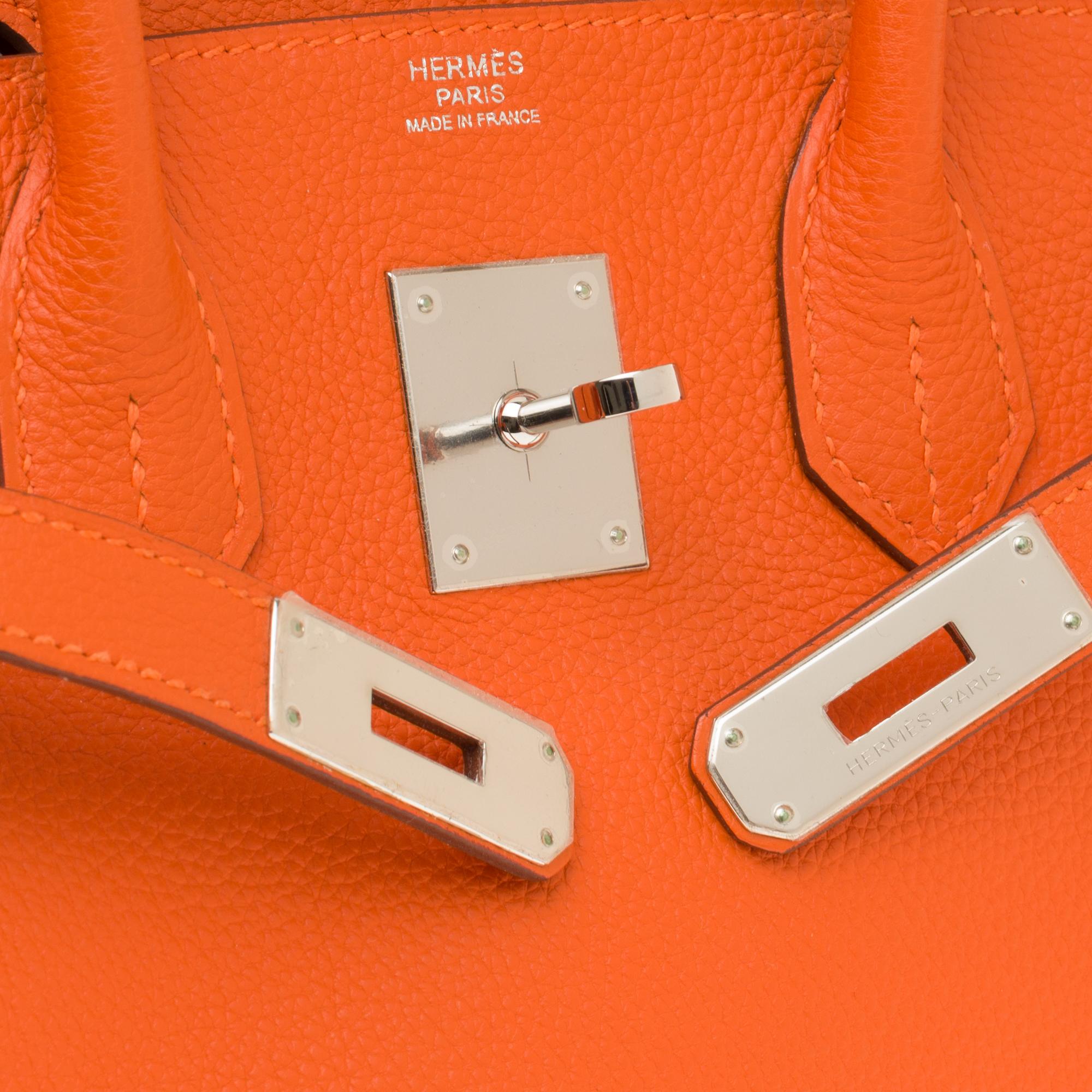 Women's Hermès Birkin 30 handbag in Togo orange leather, PHW, new condition 