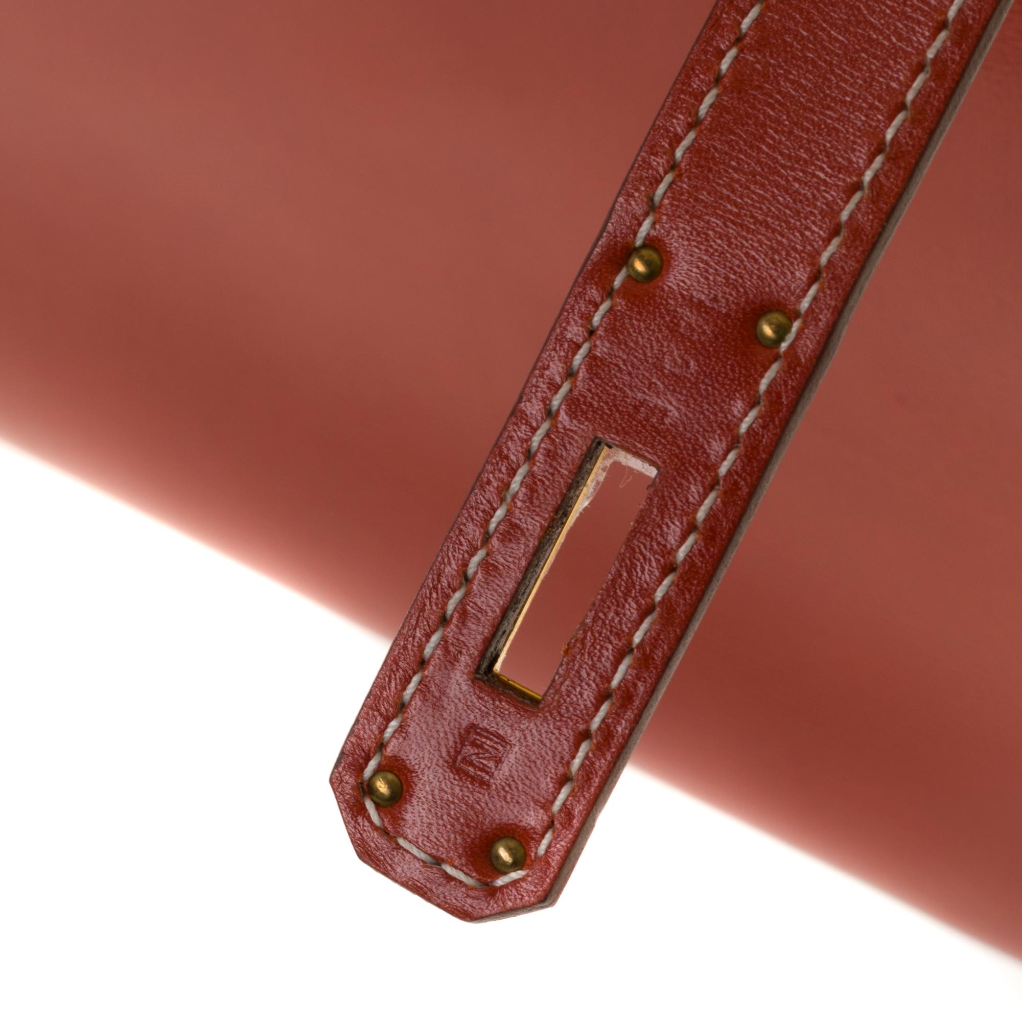 Orange RARE Hermès Birkin 30 handbag in brick box calf leather and gold hardware