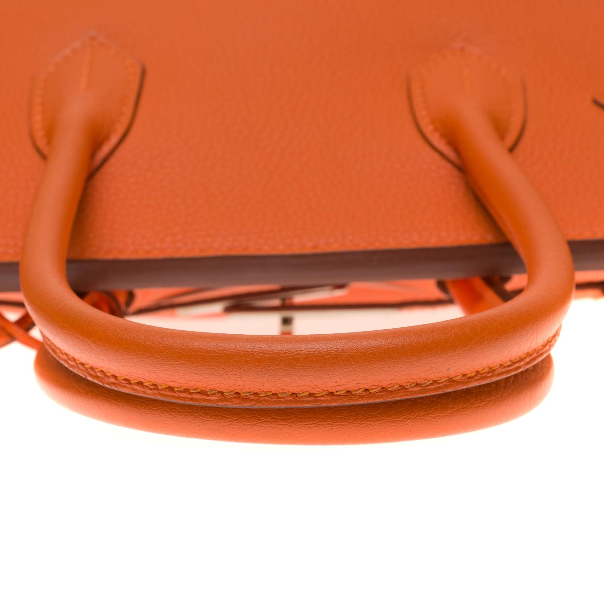 Hermès Birkin 30 handbag in Togo orange leather, PHW, new condition  3