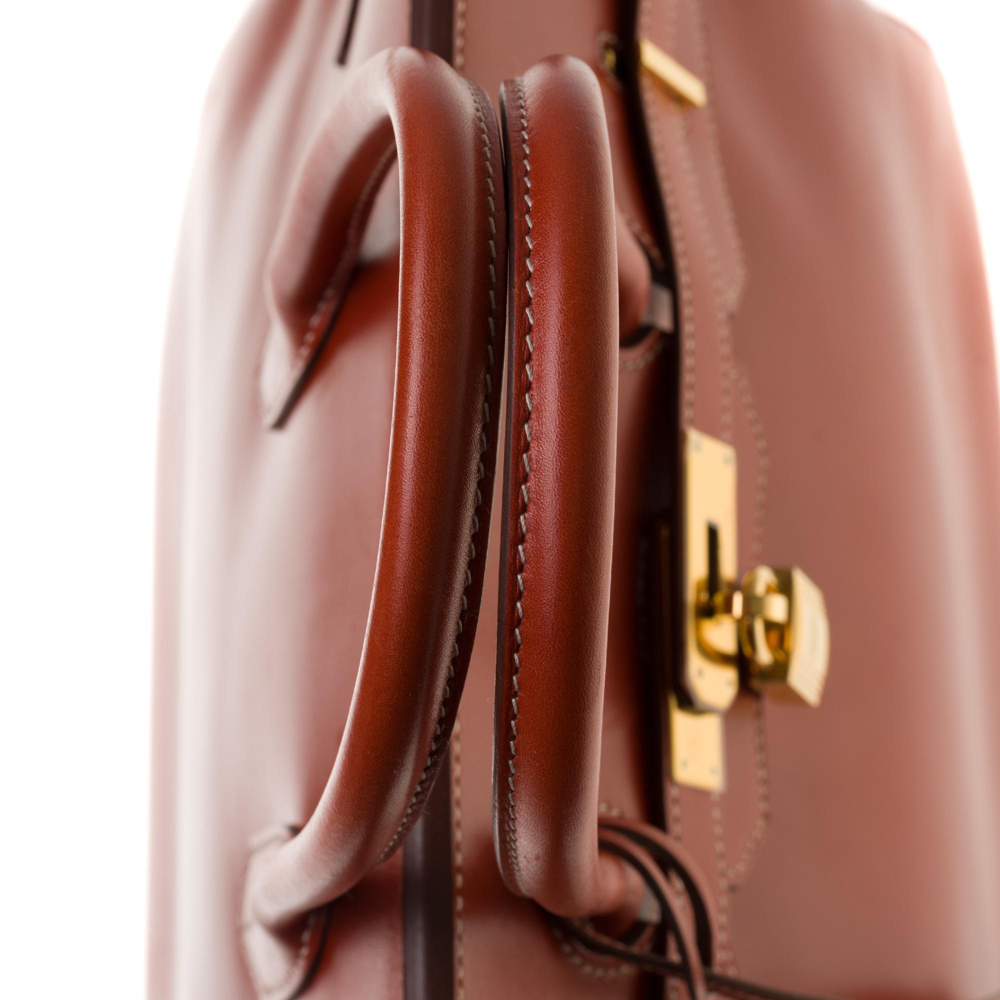 RARE Hermès Birkin 30 handbag in brick box calf leather and gold hardware 1