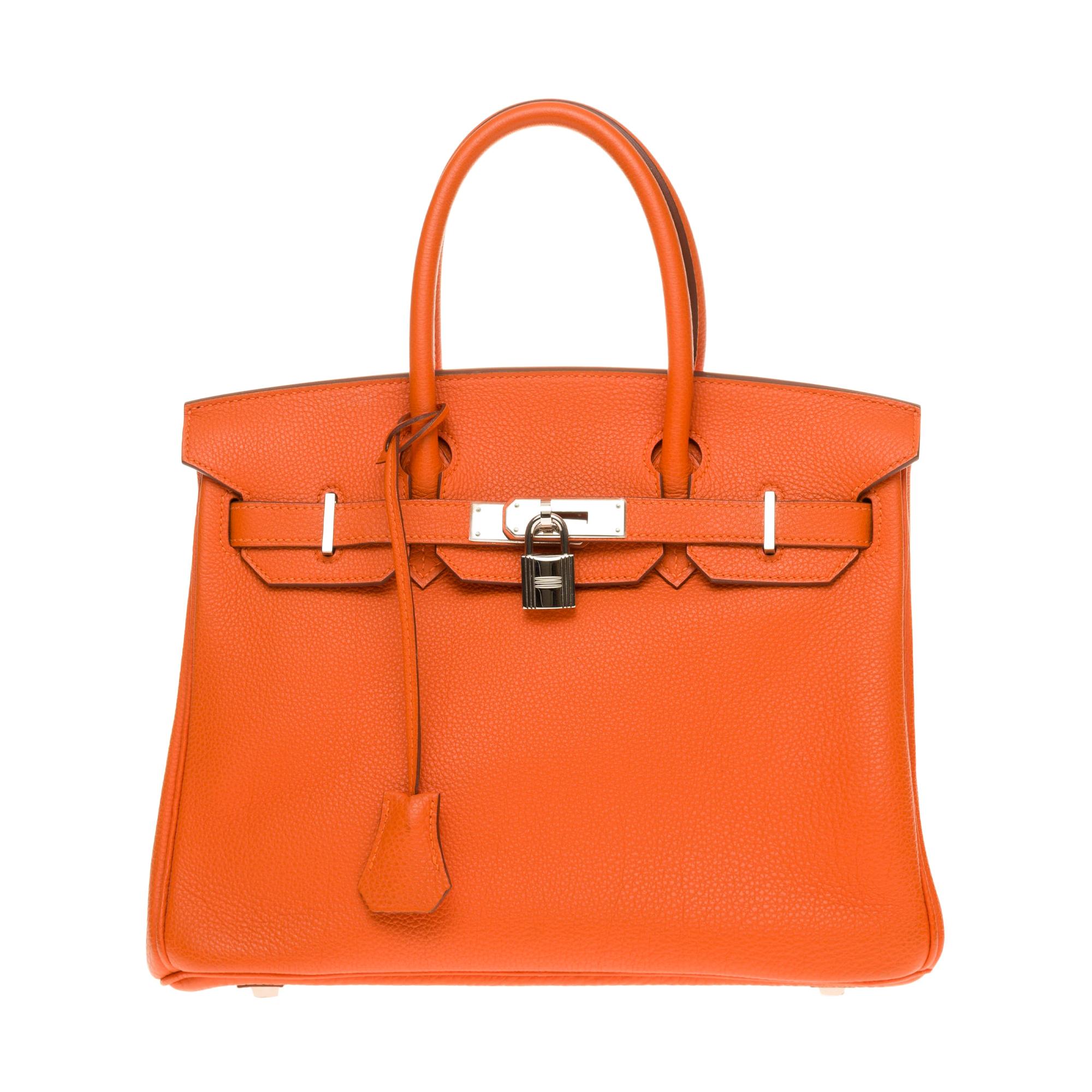 Hermès Birkin 30 handbag in Togo orange leather, PHW, new condition 
