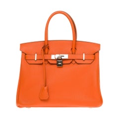 Hermès Birkin 30 handbag in Togo orange leather, PHW, new condition 