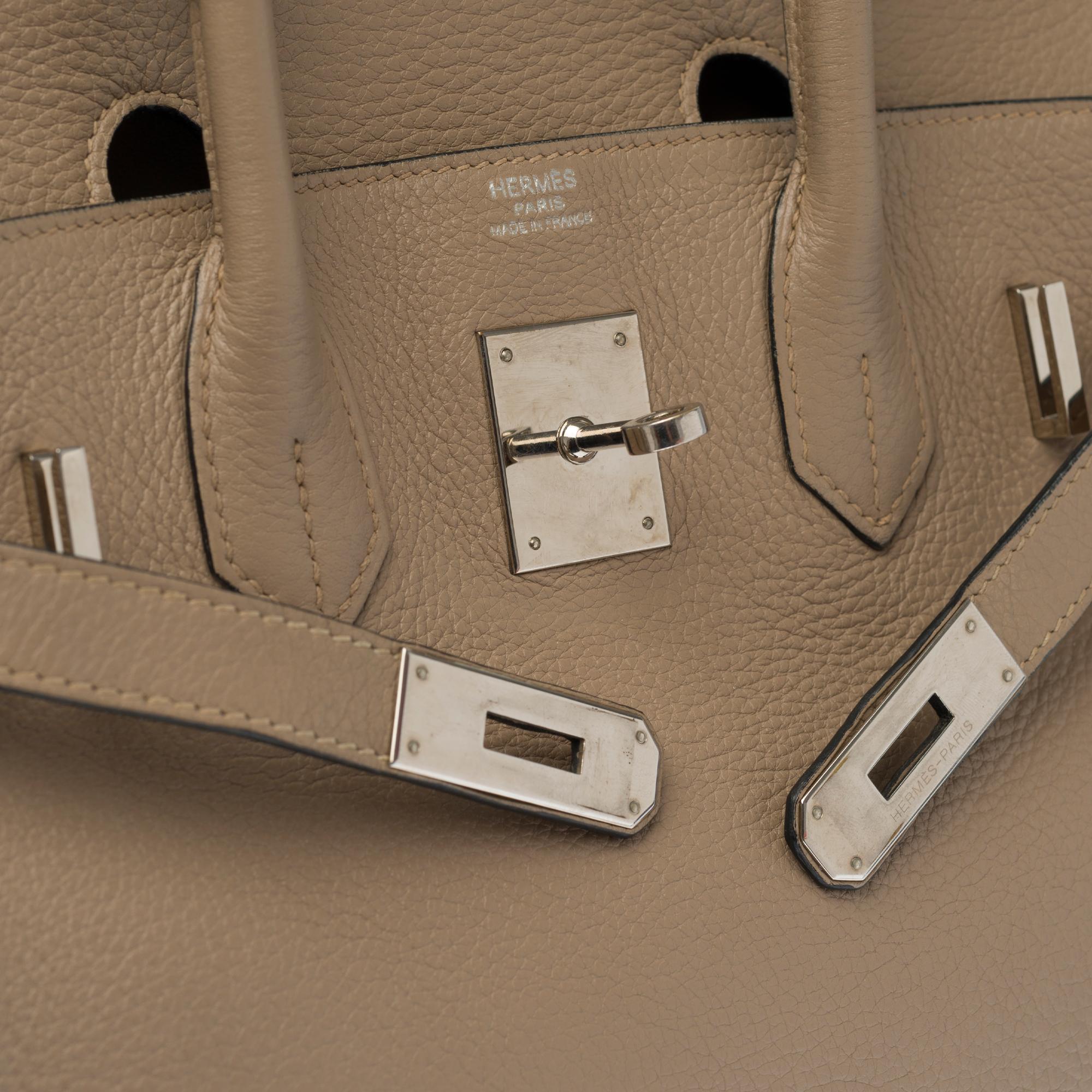 Hermès Birkin 30 handbag in Trench Togo leather, silver Palladium hardware In Good Condition In Paris, IDF