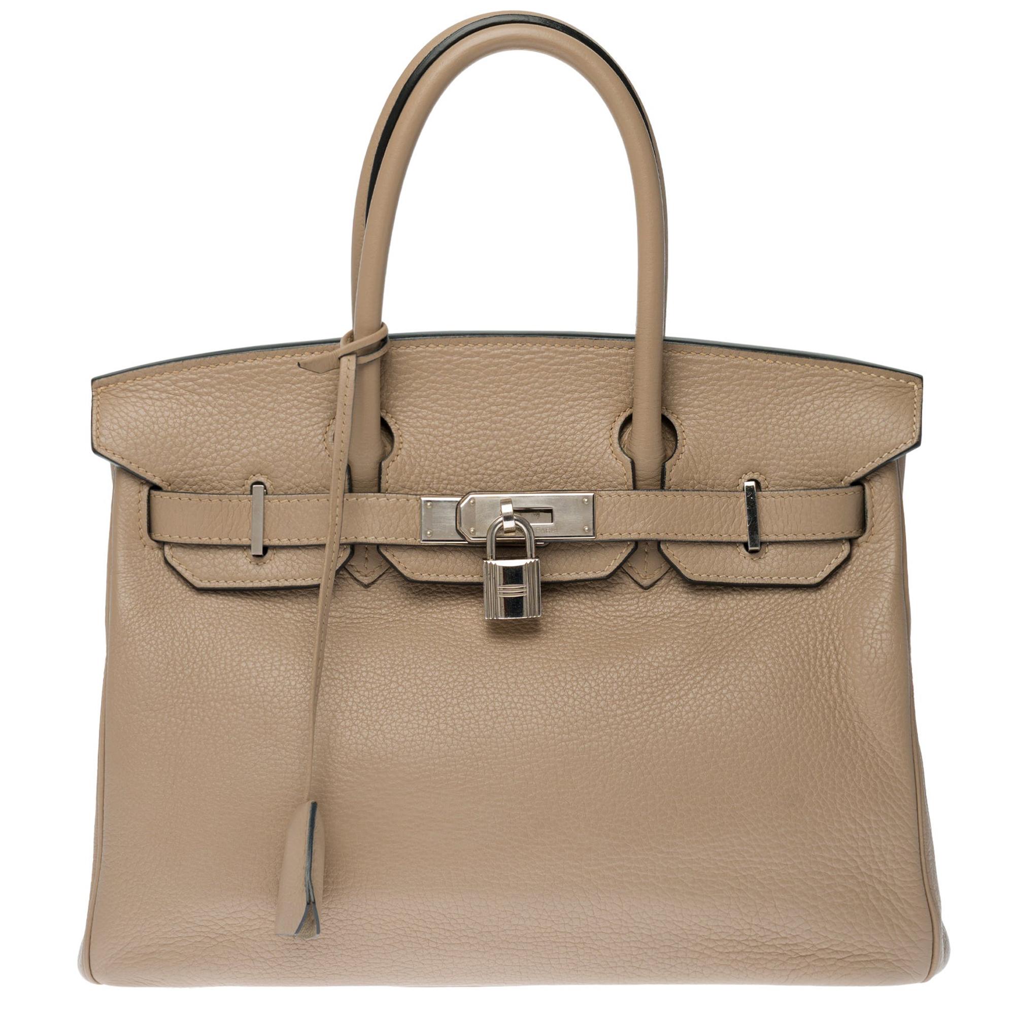 Hermès Birkin 30 handbag in Trench Togo leather, silver Palladium hardware