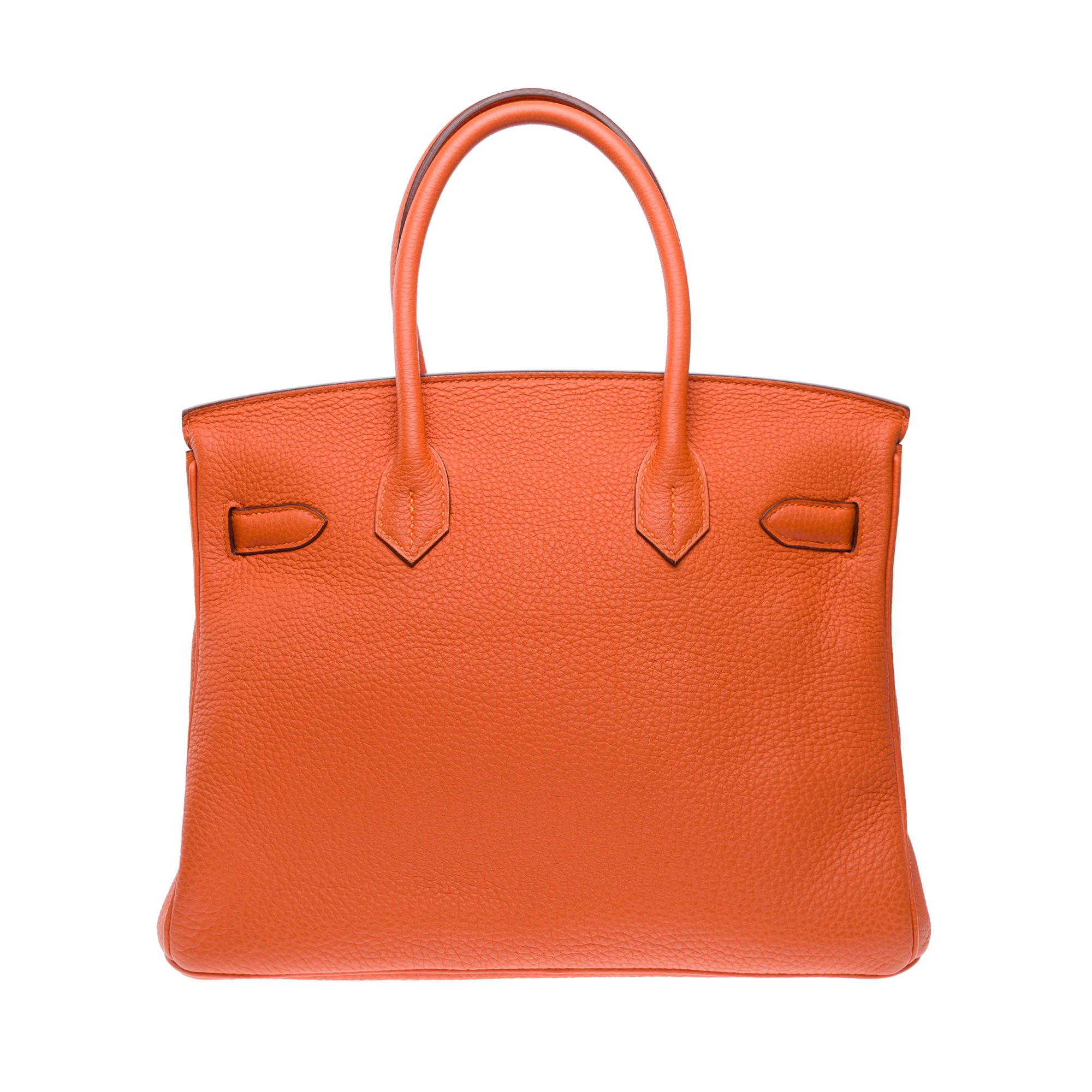 Bright Hermes Birkin 30 handbag in Orange Togo Calfskin leather, GHW 1