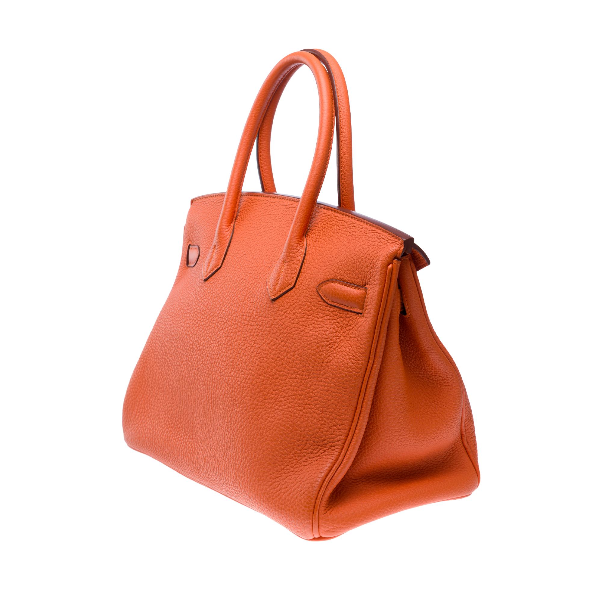 Bright Hermes Birkin 30 handbag in Orange Togo Calfskin leather, GHW 3
