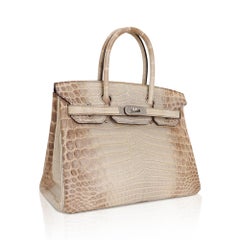 Sac Hermès Birkin 30 Himalaya en crocodile gris cendré, finition Palladium, pièce rare de collection