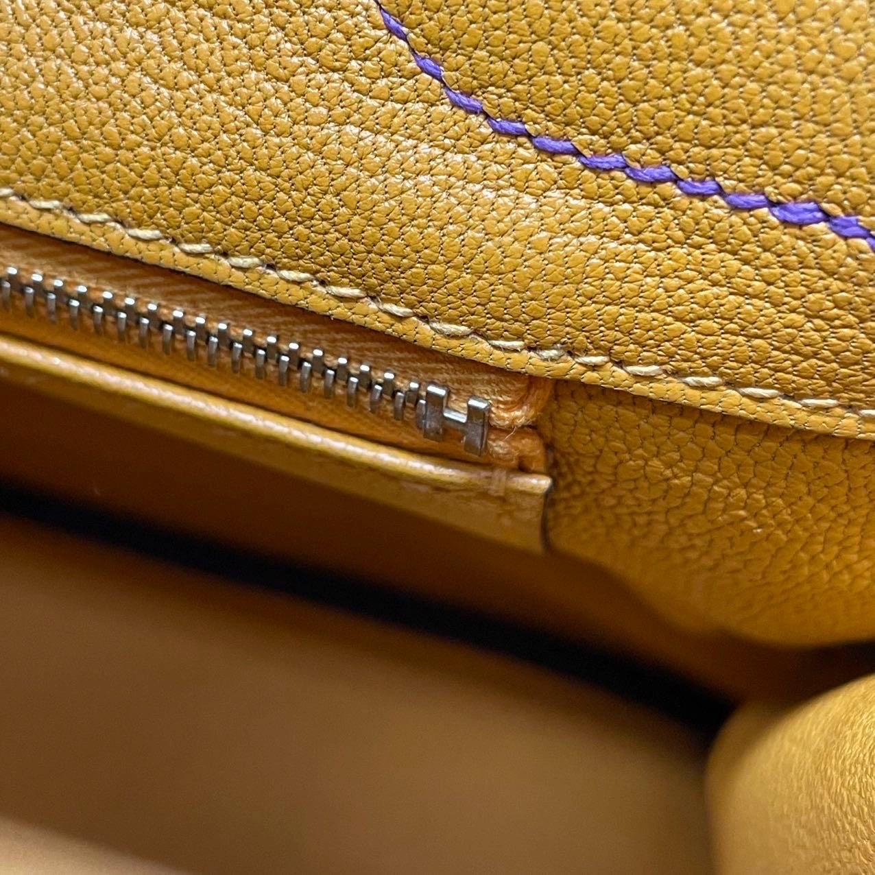 Hermes Birkin 30 HSS Special Order Anemone Purple Swift Leather Mango Yellow Int 6