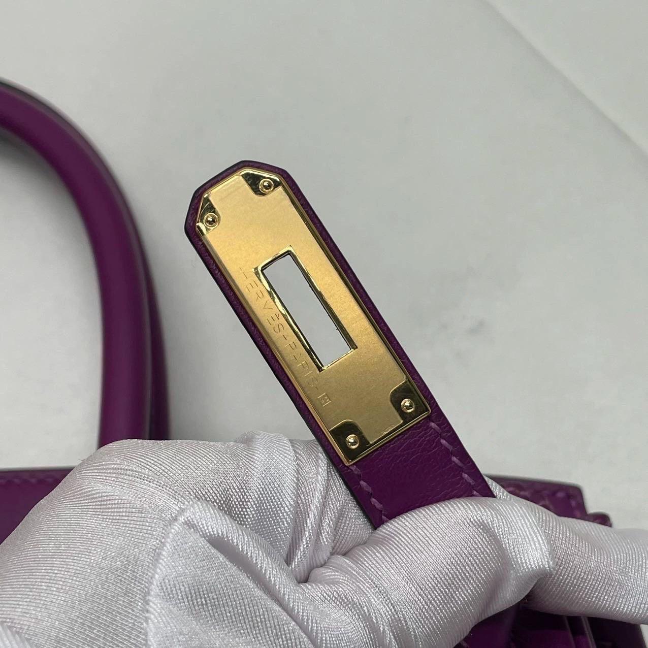 Women's Hermes Birkin 30 HSS Special Order Anemone Purple Swift Leather Mango Yellow Int