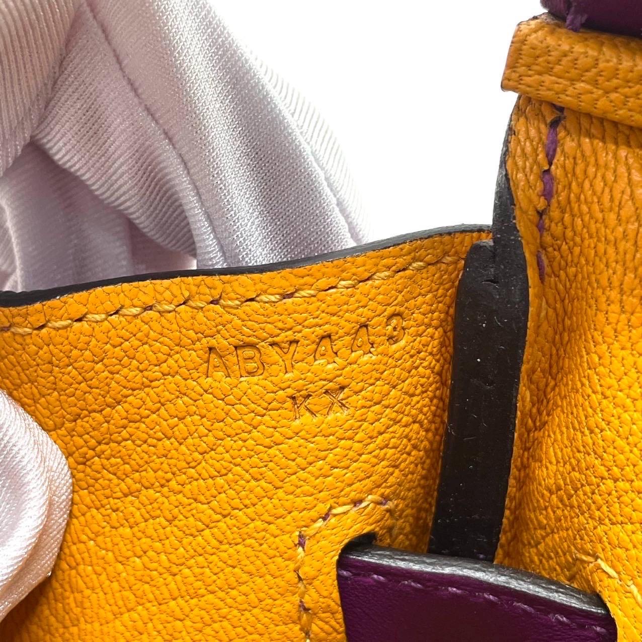 Hermes Birkin 30 HSS Special Order Anemone Purple Swift Leather Mango Yellow Int 1