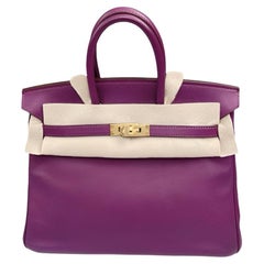 Hermes Birkin 30 HSS Special Order Anemone Purple Swift Leather Mango Yellow Int