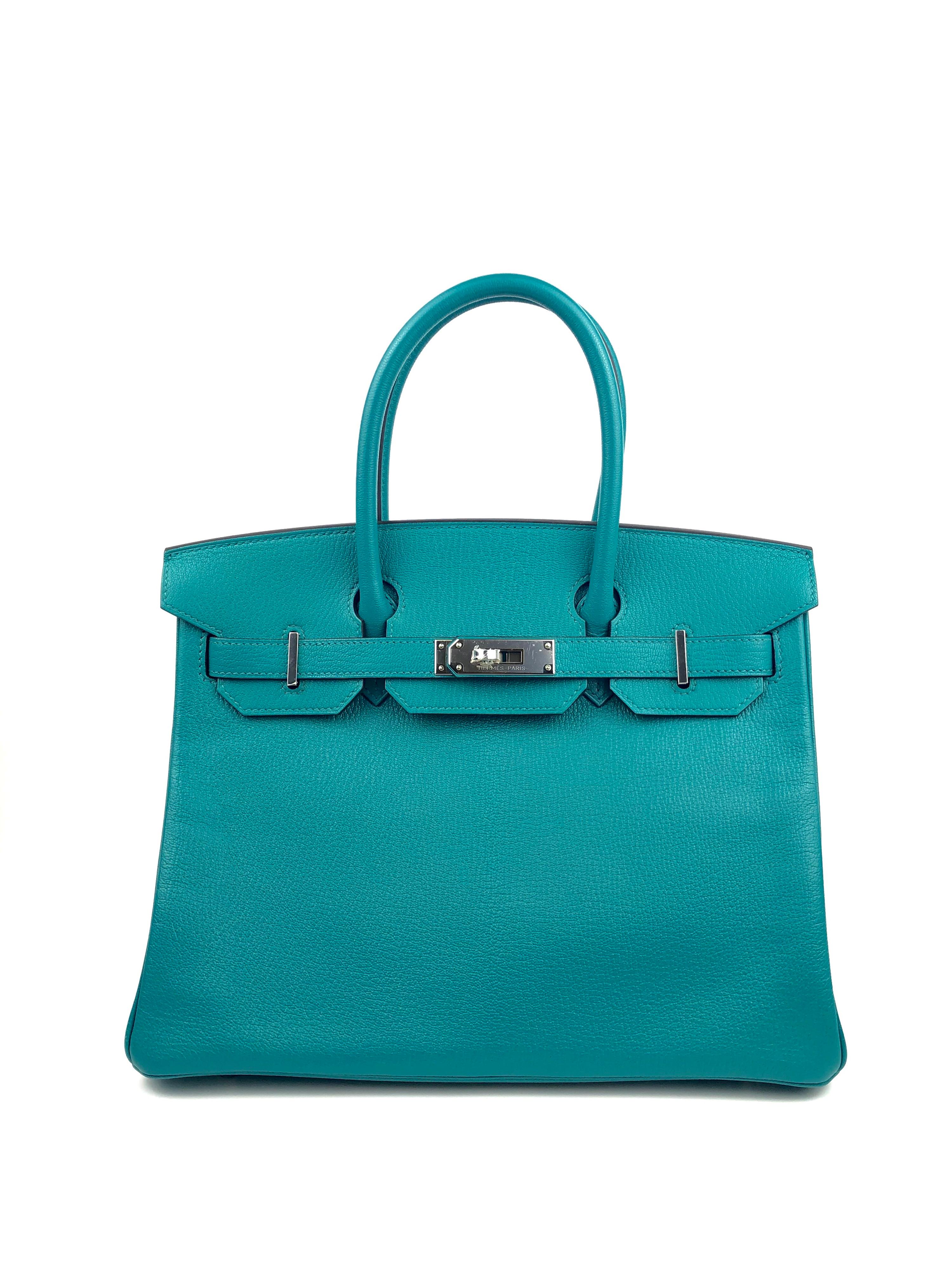 New Hermes Birkin 30 HSS Special Order Bleu Paon Mysore Chèvre Palladium Hardware. C Stamp 2018. From collectors closet has been displayed but never carried out.

Shop with Confidence from Lux Addicts. Authenticity Guaranteed! 