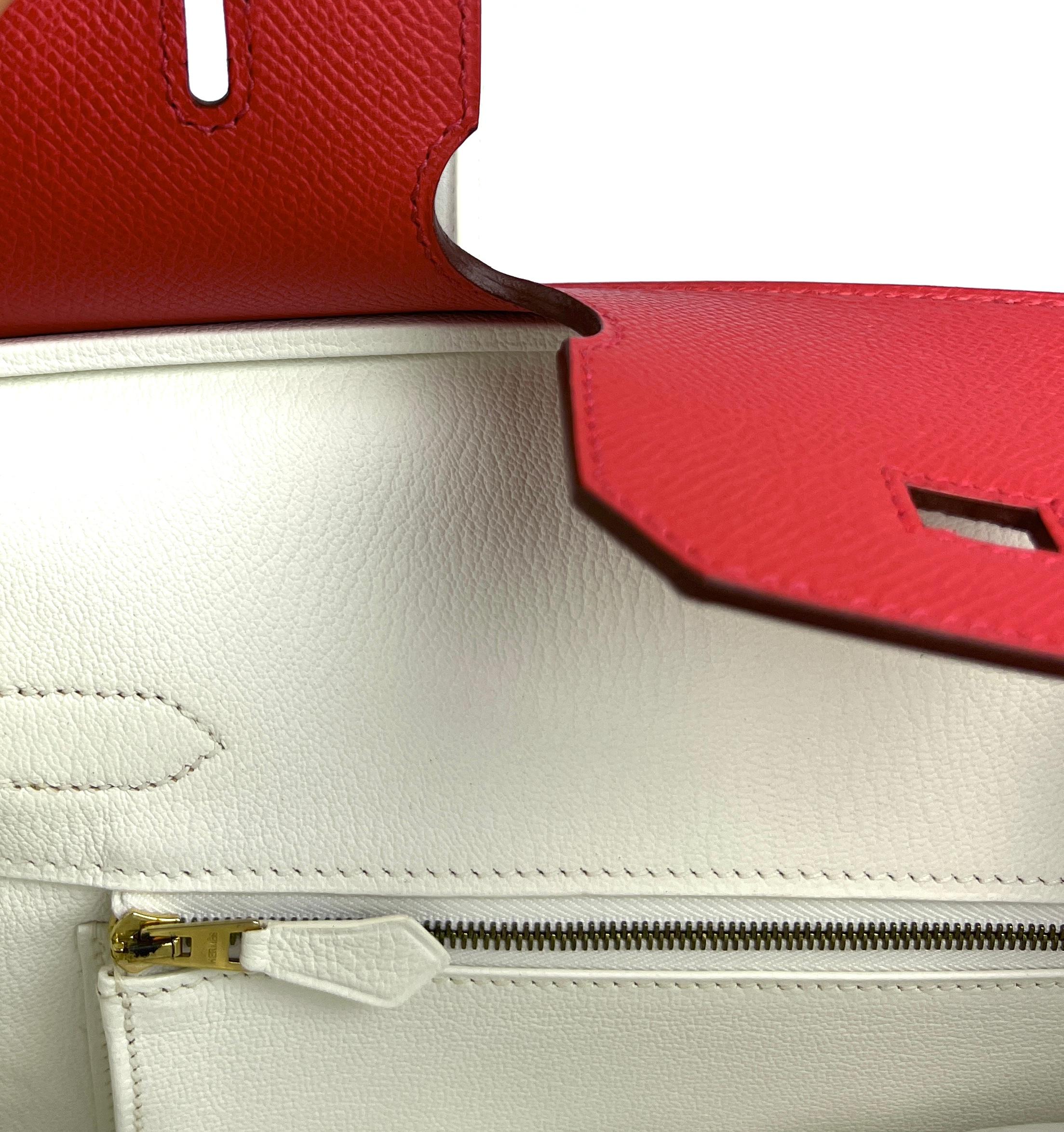 Women's or Men's Hermes Birkin 30 HSS Special Order Bubblegum Pink White Rouge Casaque Gold Hwr