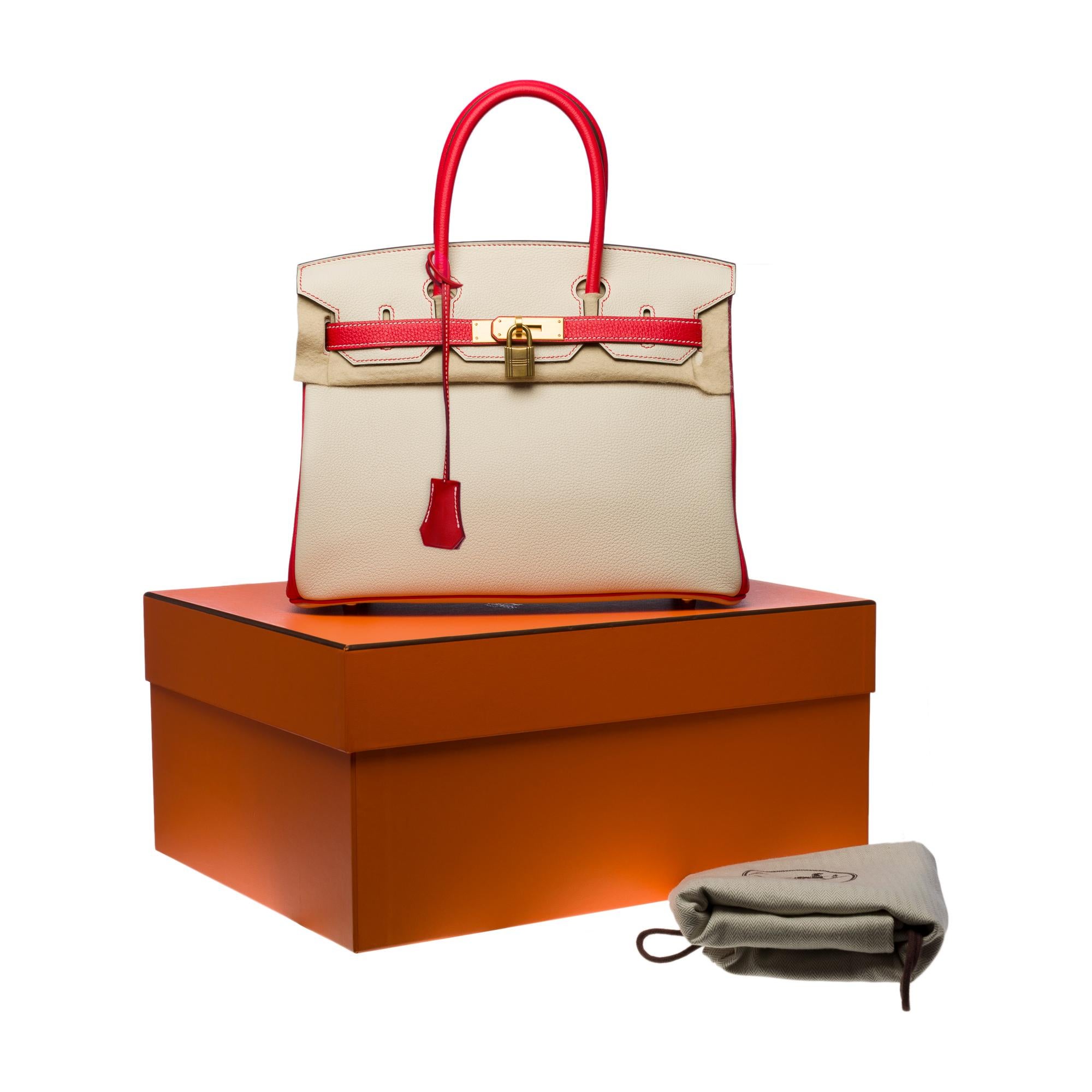  Hermès Birkin 30 HSS Special Order handbag in Craie/Red Togo leather, PHW 7