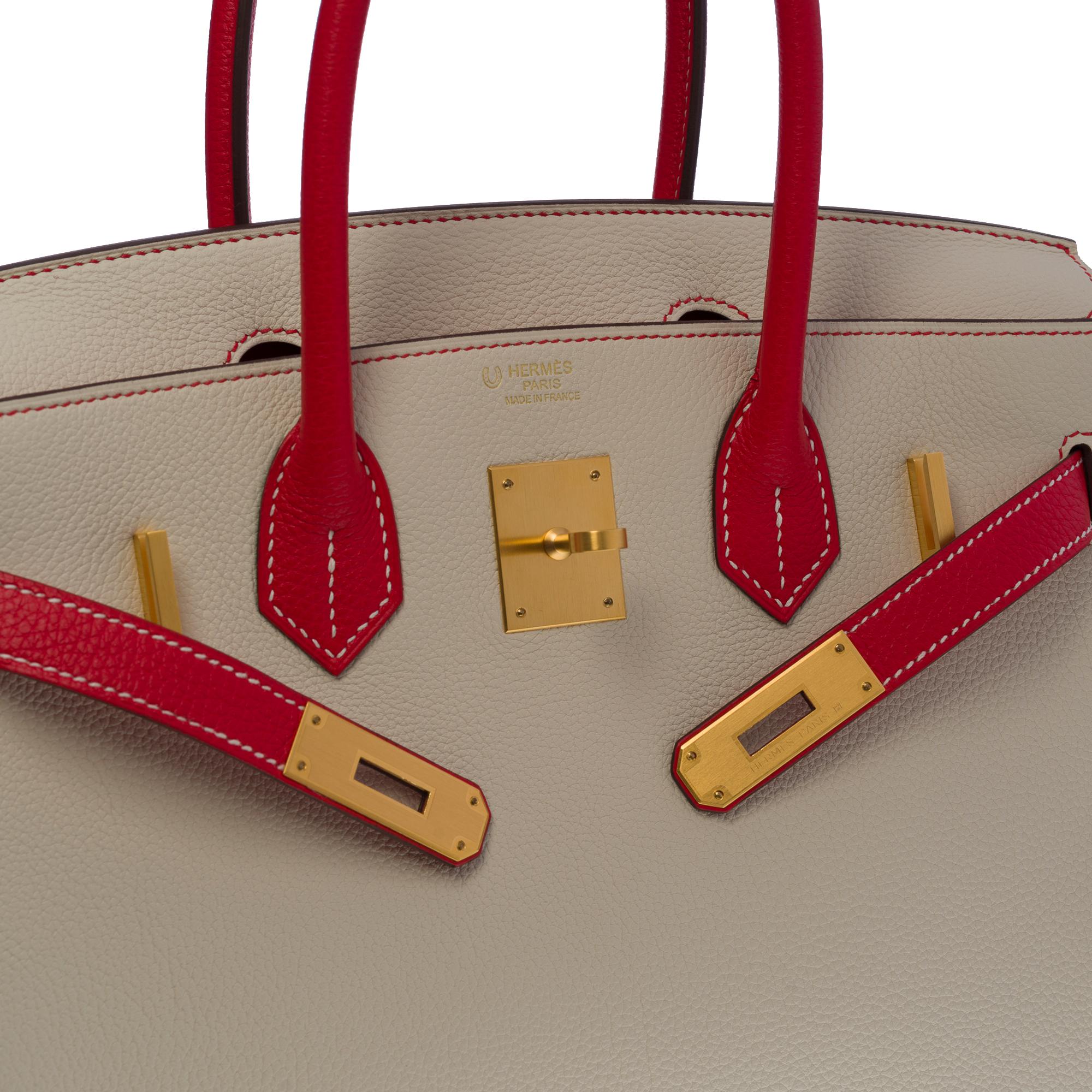  Hermès Birkin 30 HSS Special Order handbag in Craie/Red Togo leather, PHW 1
