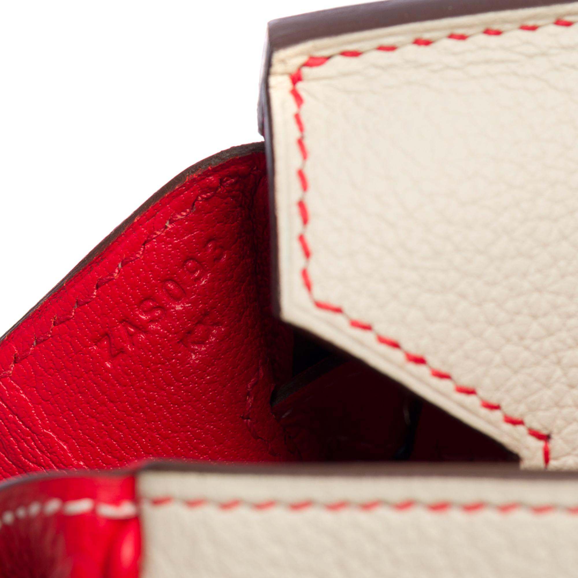  Hermès Birkin 30 HSS Special Order handbag in Craie/Red Togo leather, PHW 2