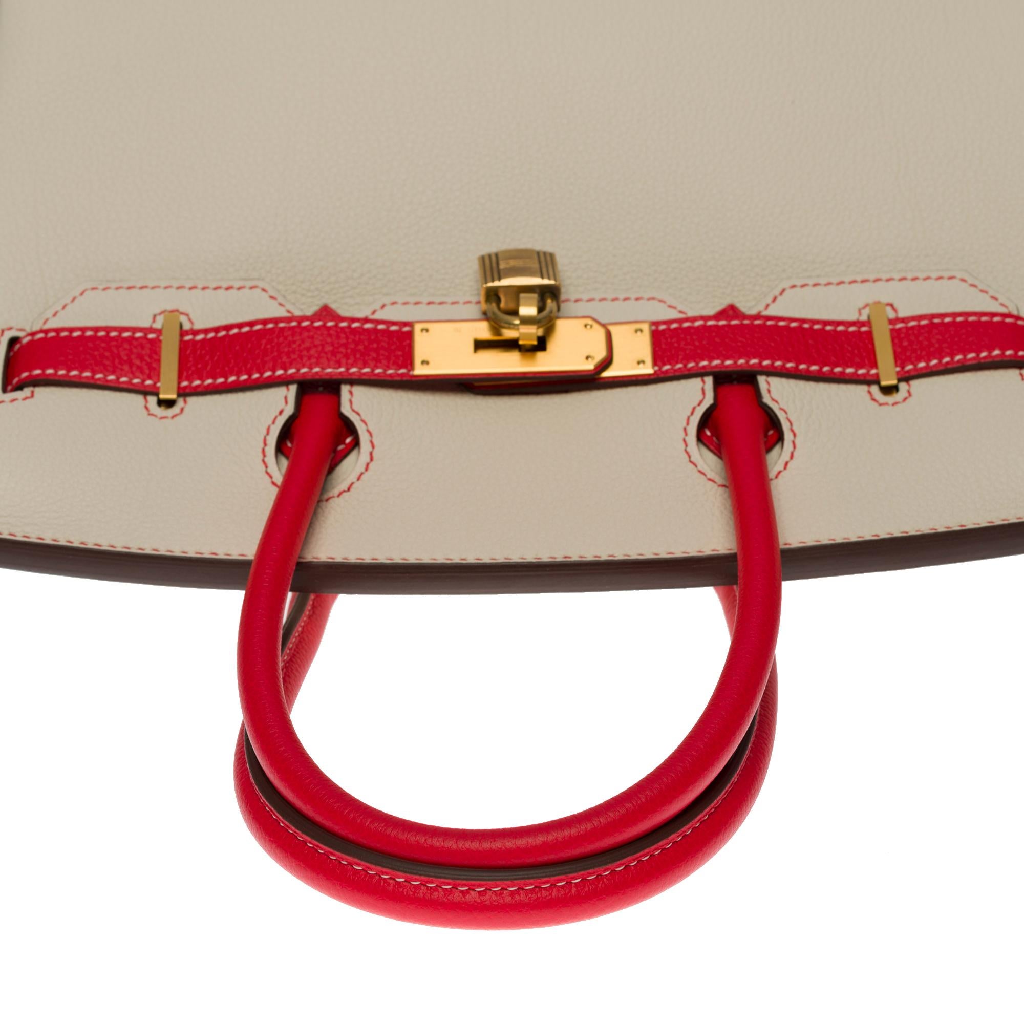  Hermès Birkin 30 HSS Special Order handbag in Craie/Red Togo leather, PHW 4