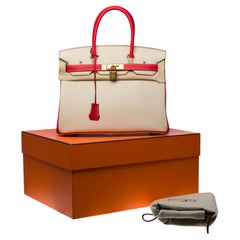  Hermès Birkin 30 HSS Special Order Handtasche aus Craie/Rot Togo Leder, PHW